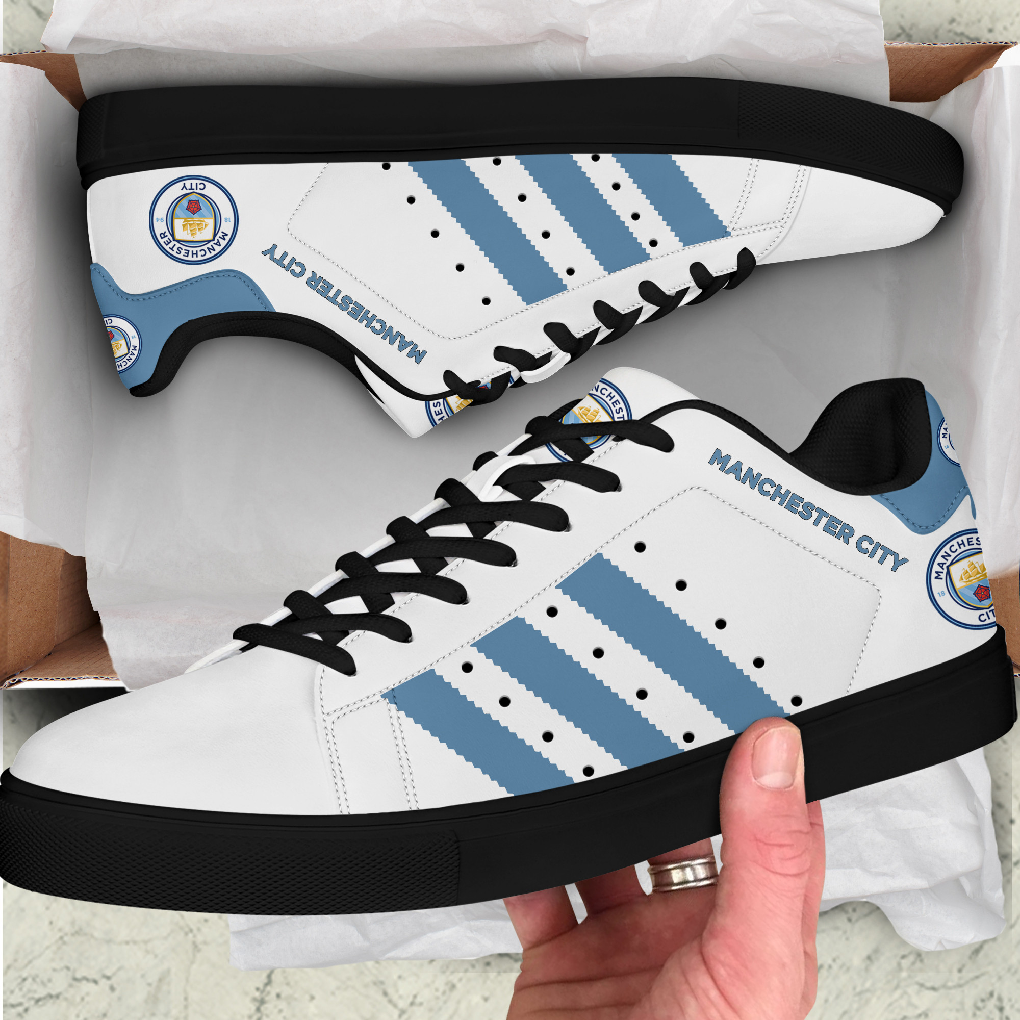 Man City Stn Smith Shoes Ver 2 - Famjoys Man City Stn Smith Shoes Ver 2 - Famjoys