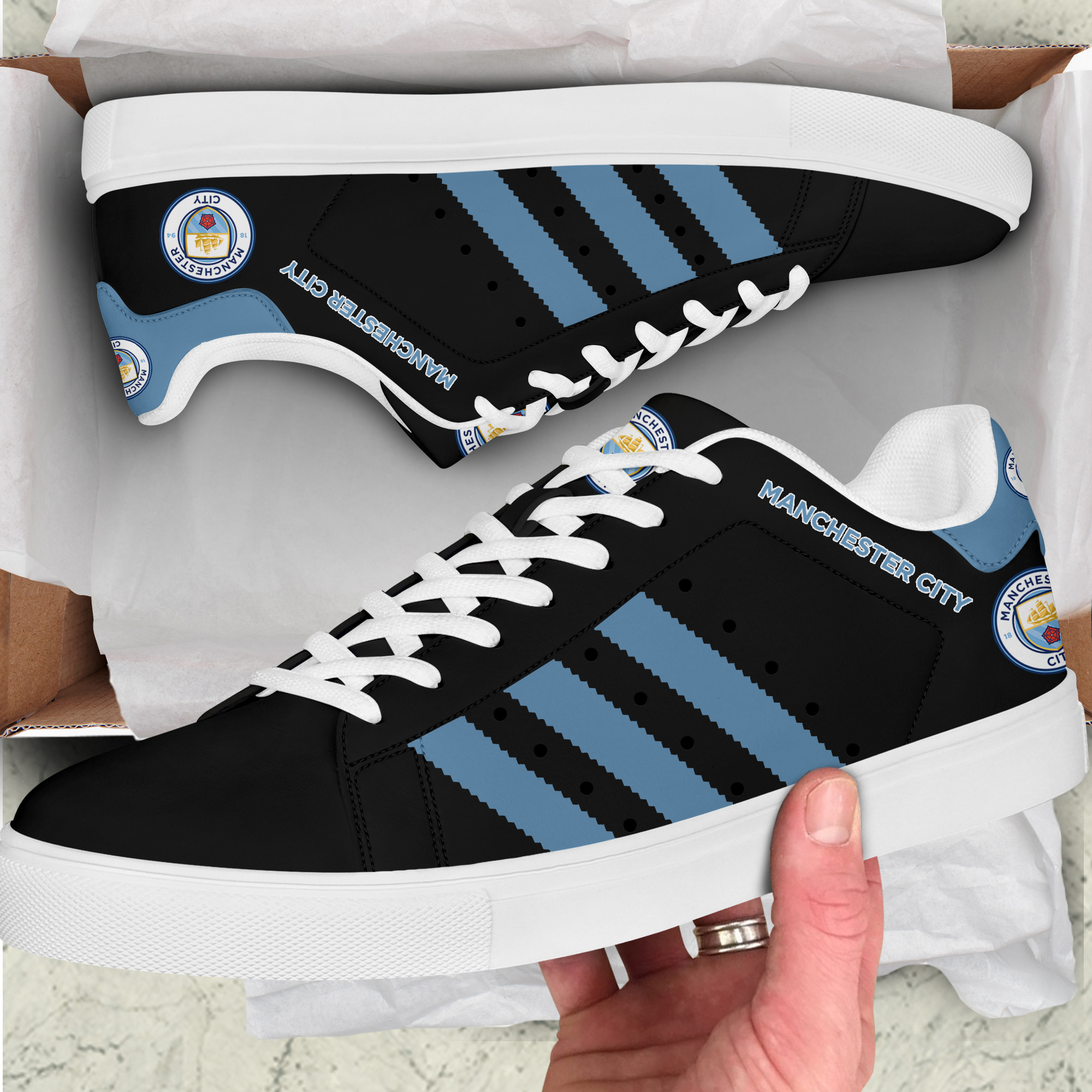 Man City Stn Smith Shoes Ver 3 - Famjoys Man City Stn Smith Shoes Ver 3 - Famjoys