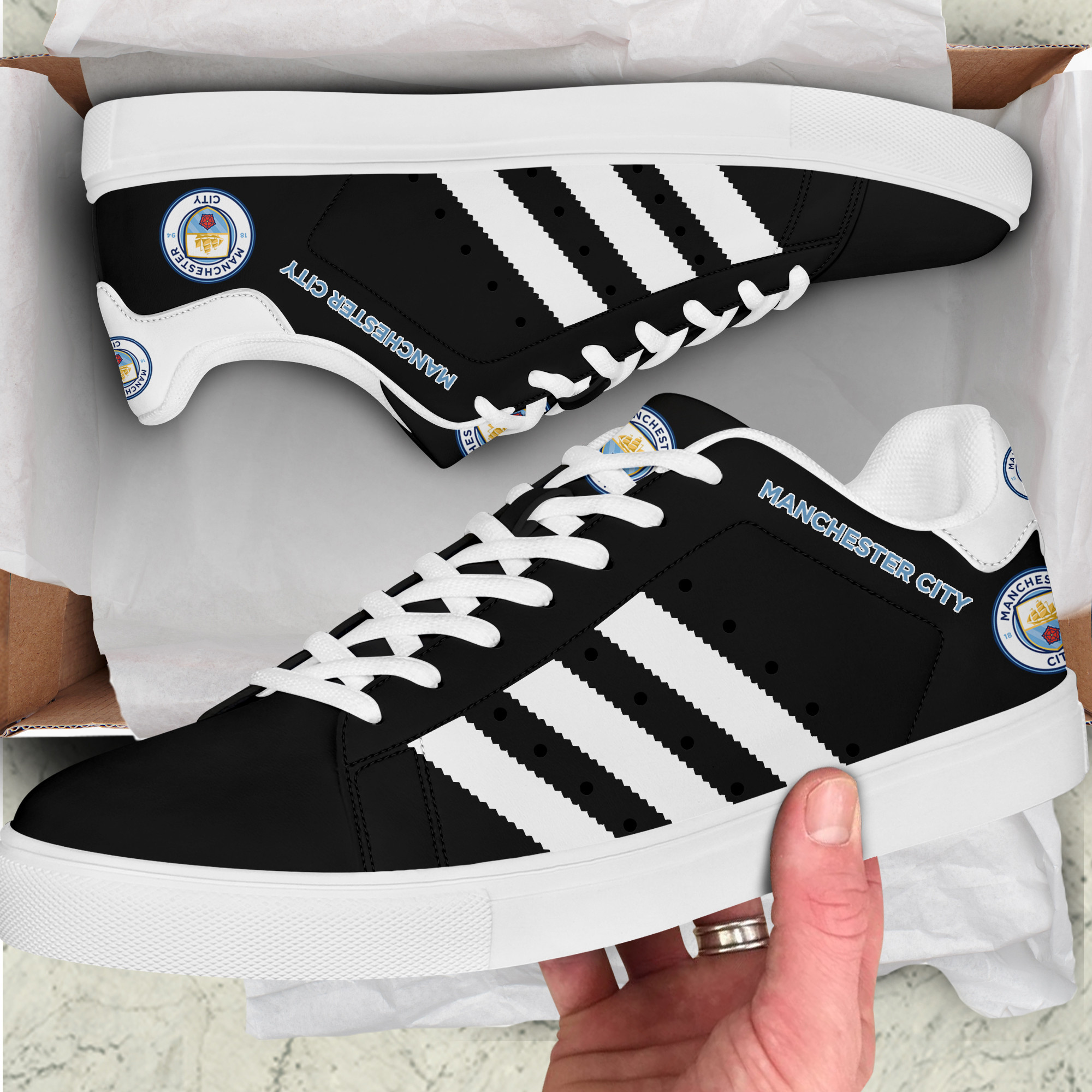 Man City Stn Smith Shoes Ver 4 - Famjoys Man City Stn Smith Shoes Ver 4 - Famjoys