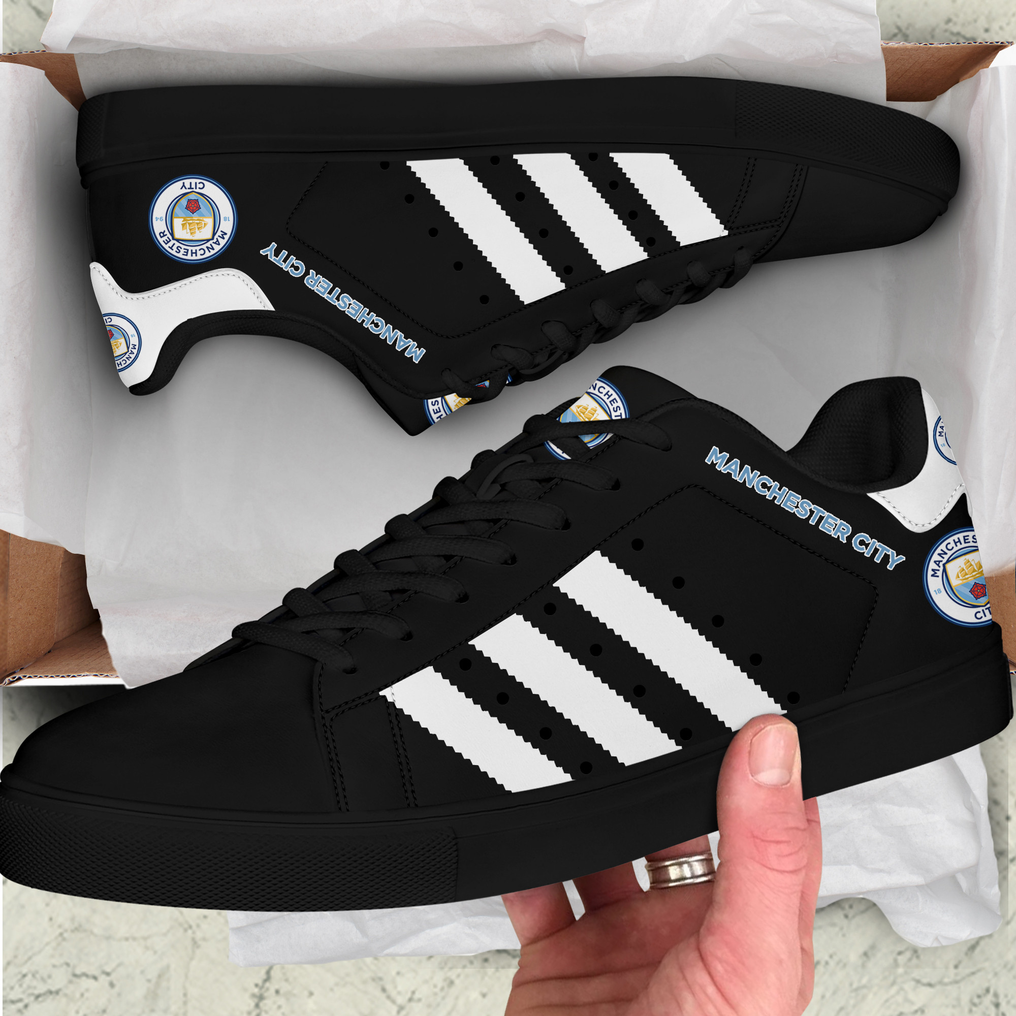 Man City Stn Smith Shoes Ver 4 - Famjoys Man City Stn Smith Shoes Ver 4 - Famjoys