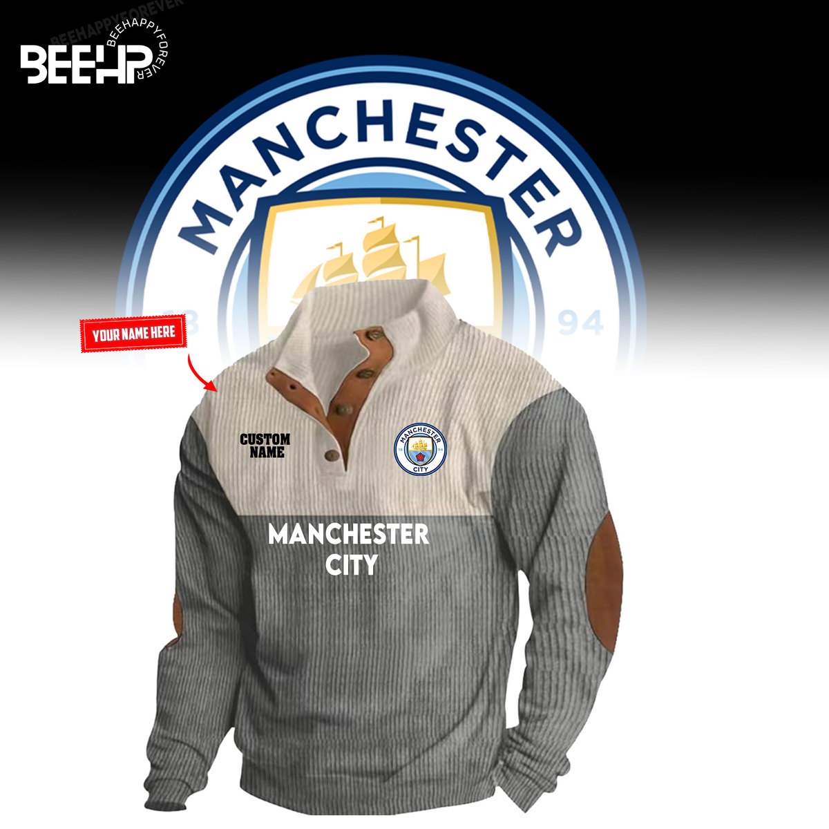 Manchester City 2D Fleece Sweater Fashions - Famjoys Manchester City 2D Fleece Sweater Fashions - Famjoys