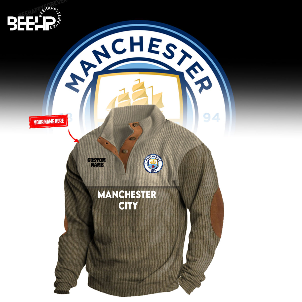 Manchester City 2D Fleece Sweater Fashions - Famjoys Manchester City 2D Fleece Sweater Fashions - Famjoys