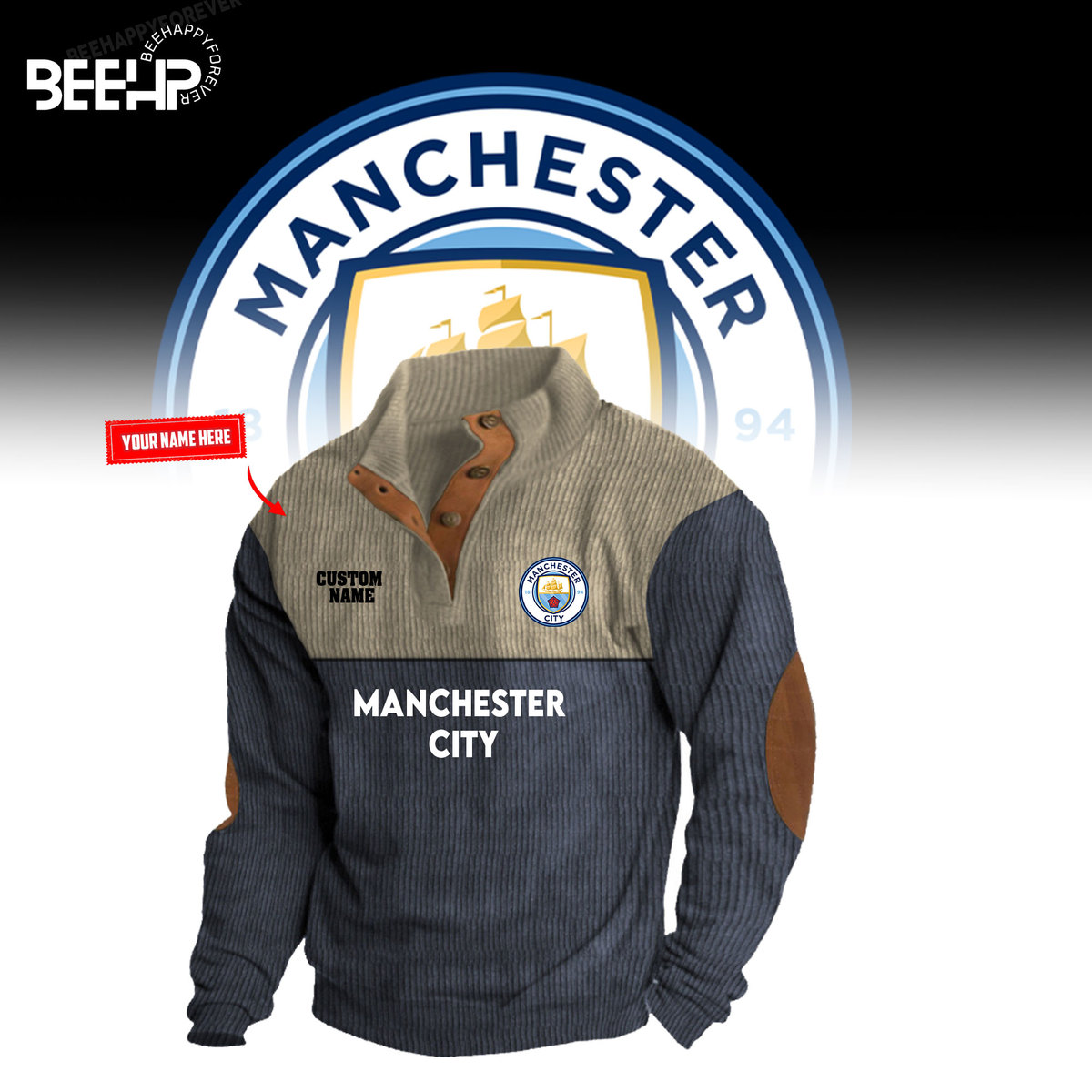 Manchester City 2D Fleece Sweater Fashions - Famjoys Manchester City 2D Fleece Sweater Fashions - Famjoys