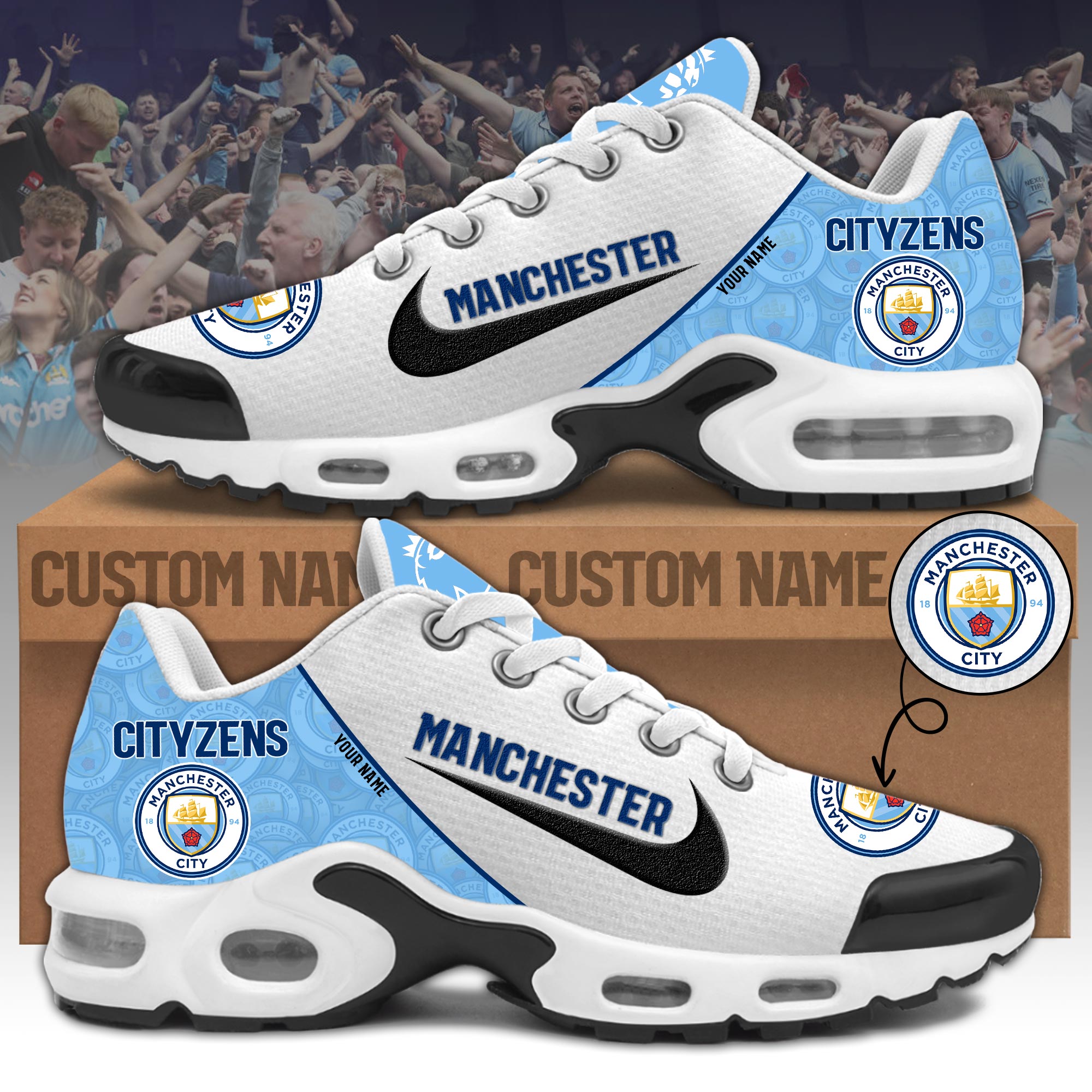 Manchester City Custom Name Shoes #2 - Famjoys Manchester City Custom Name Shoes #2 - Famjoys