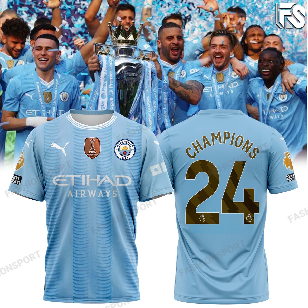 Manchester City Four In A Row Premier League Victory Shirt - Famjoys Manchester City Four In A Row Premier League Victory Shirt - Famjoys