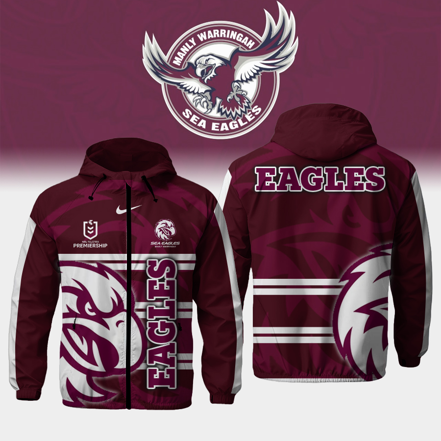 Manly Sea Eagles Hooded Wind Jacket Fashions s - Famjoys Manly Sea Eagles Hooded Wind Jacket Fashions s - Famjoys
