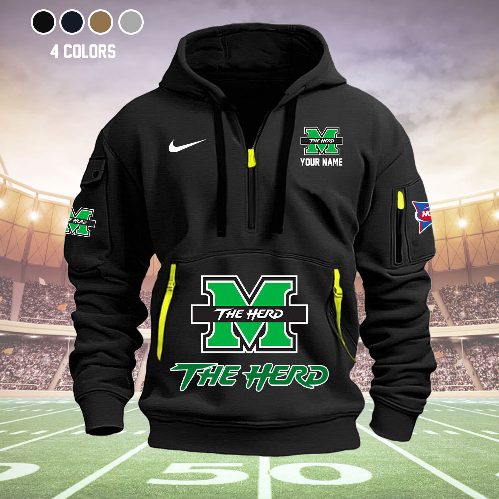 Marshall Thundering Herd Quarter Zip Hoodie - Famjoys Marshall Thundering Herd Quarter Zip Hoodie - Famjoys