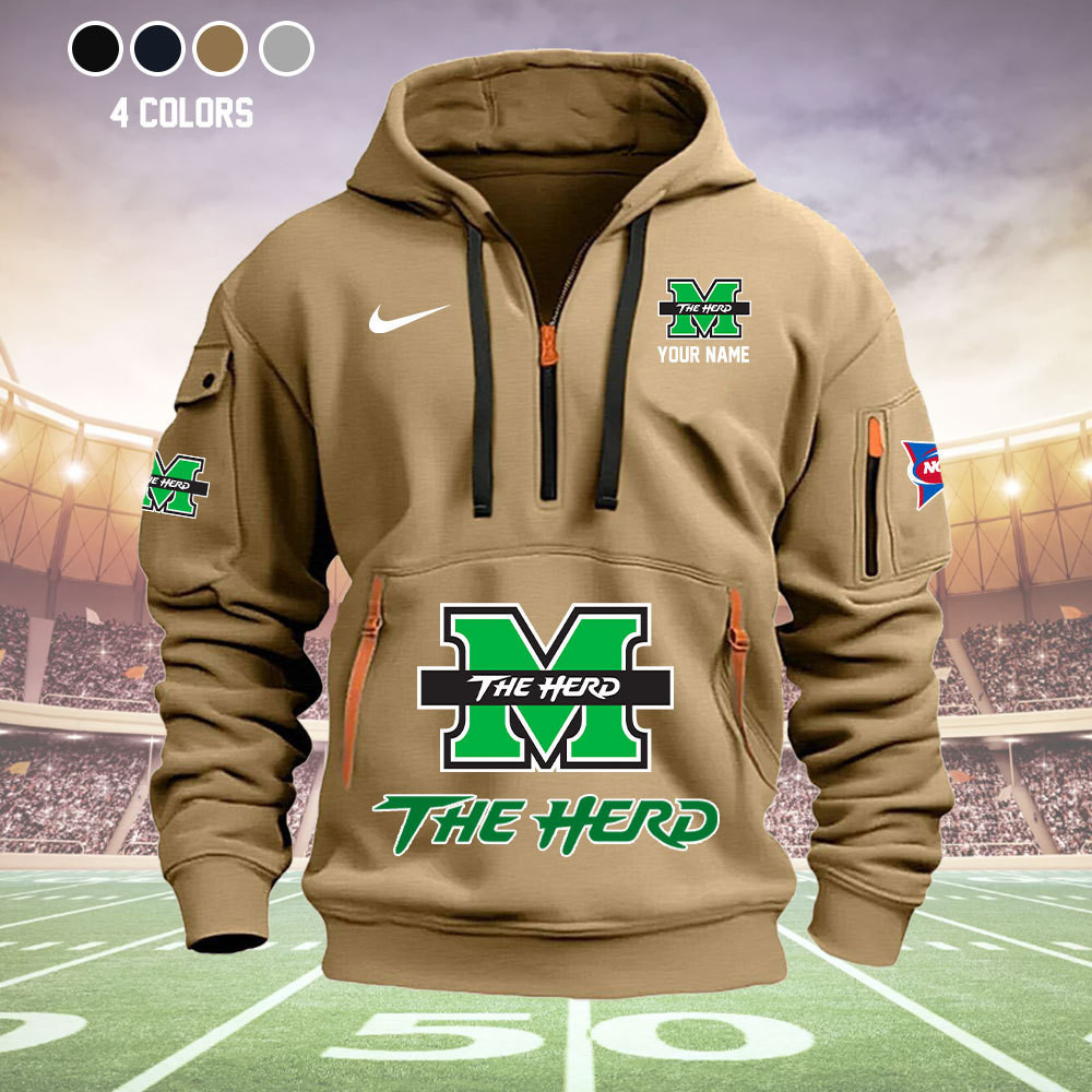 Marshall Thundering Herd Quarter Zip Hoodie - Famjoys Marshall Thundering Herd Quarter Zip Hoodie - Famjoys