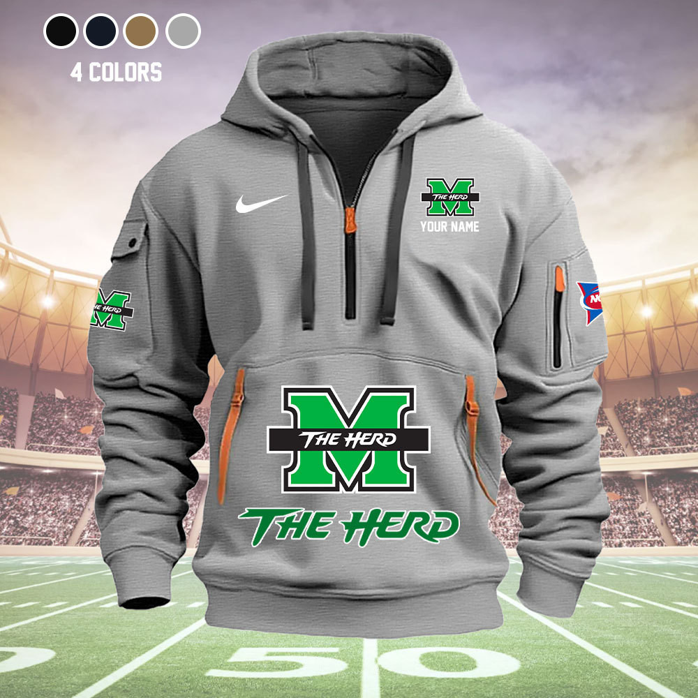 Marshall Thundering Herd Quarter Zip Hoodie - Famjoys Marshall Thundering Herd Quarter Zip Hoodie - Famjoys