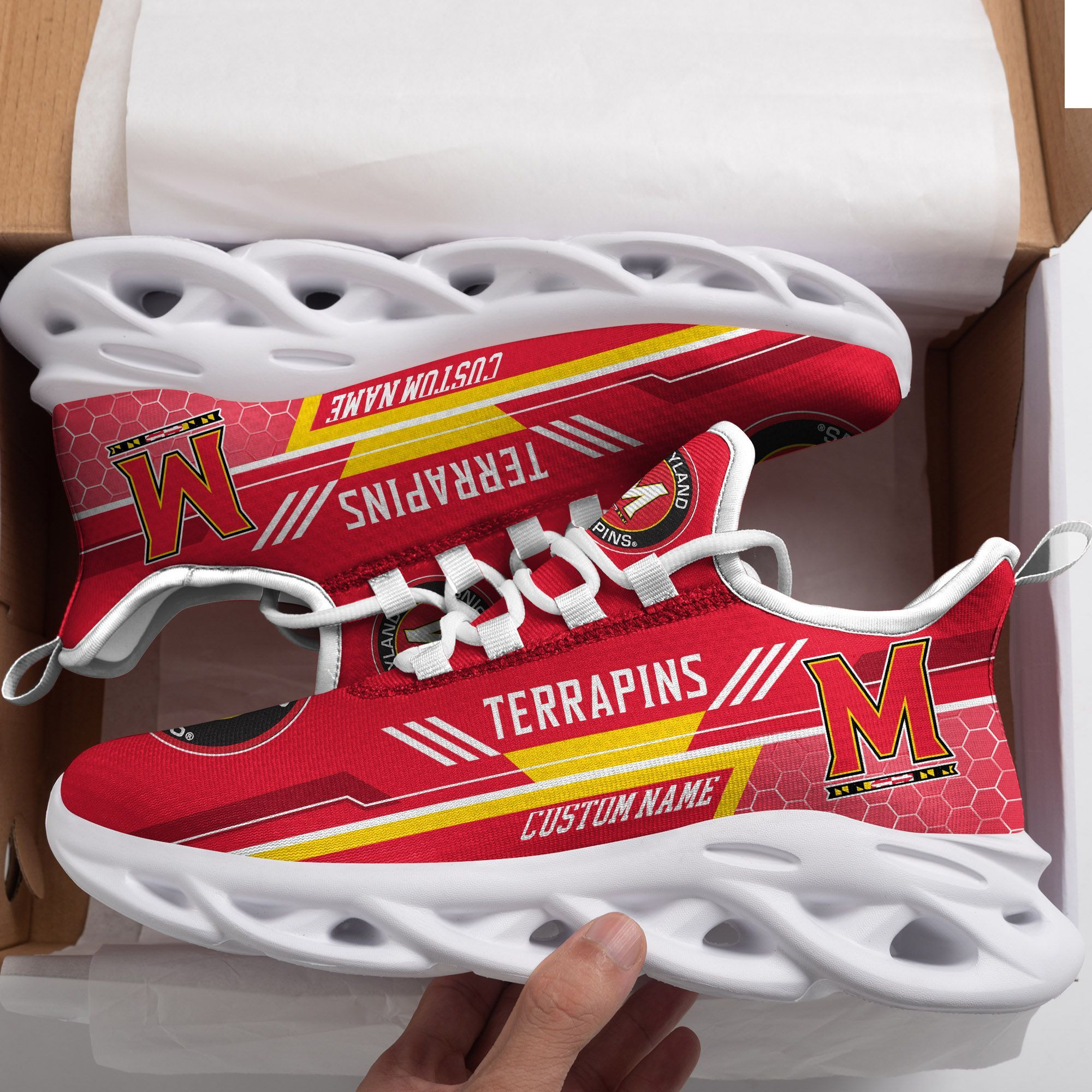 Maryland Terrapins Custom Personalized Max Soul Sneakers Shoes  University of Maryland,  