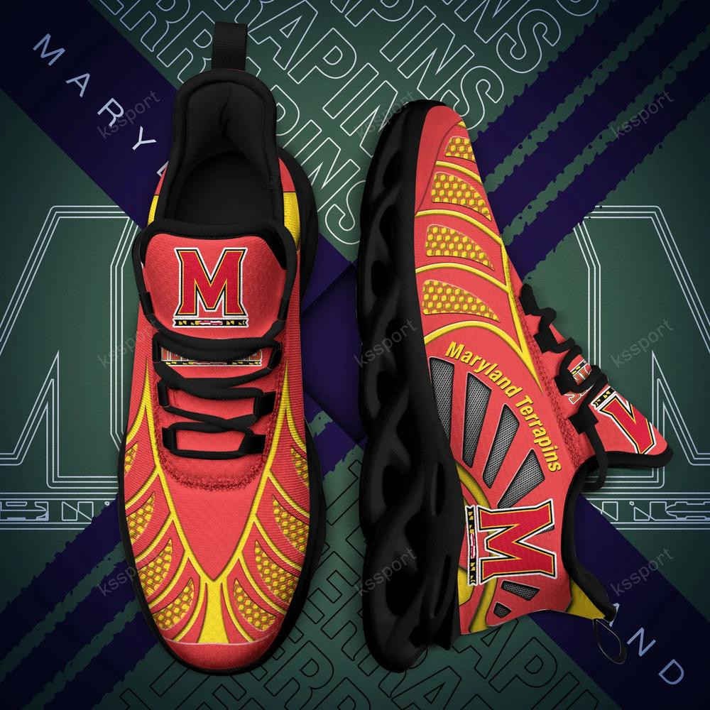 Maryland Terrapins Max Soul Clunky, Black And White Running Shoes - Famjoys Maryland Terrapins Max Soul Clunky, Black And White Running Shoes - Famjoys