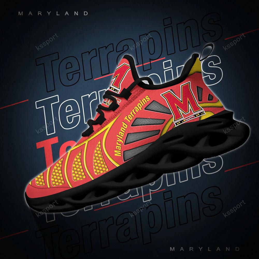 Maryland Terrapins Max Soul Clunky, Black And White Running Shoes - Famjoys Maryland Terrapins Max Soul Clunky, Black And White Running Shoes - Famjoys