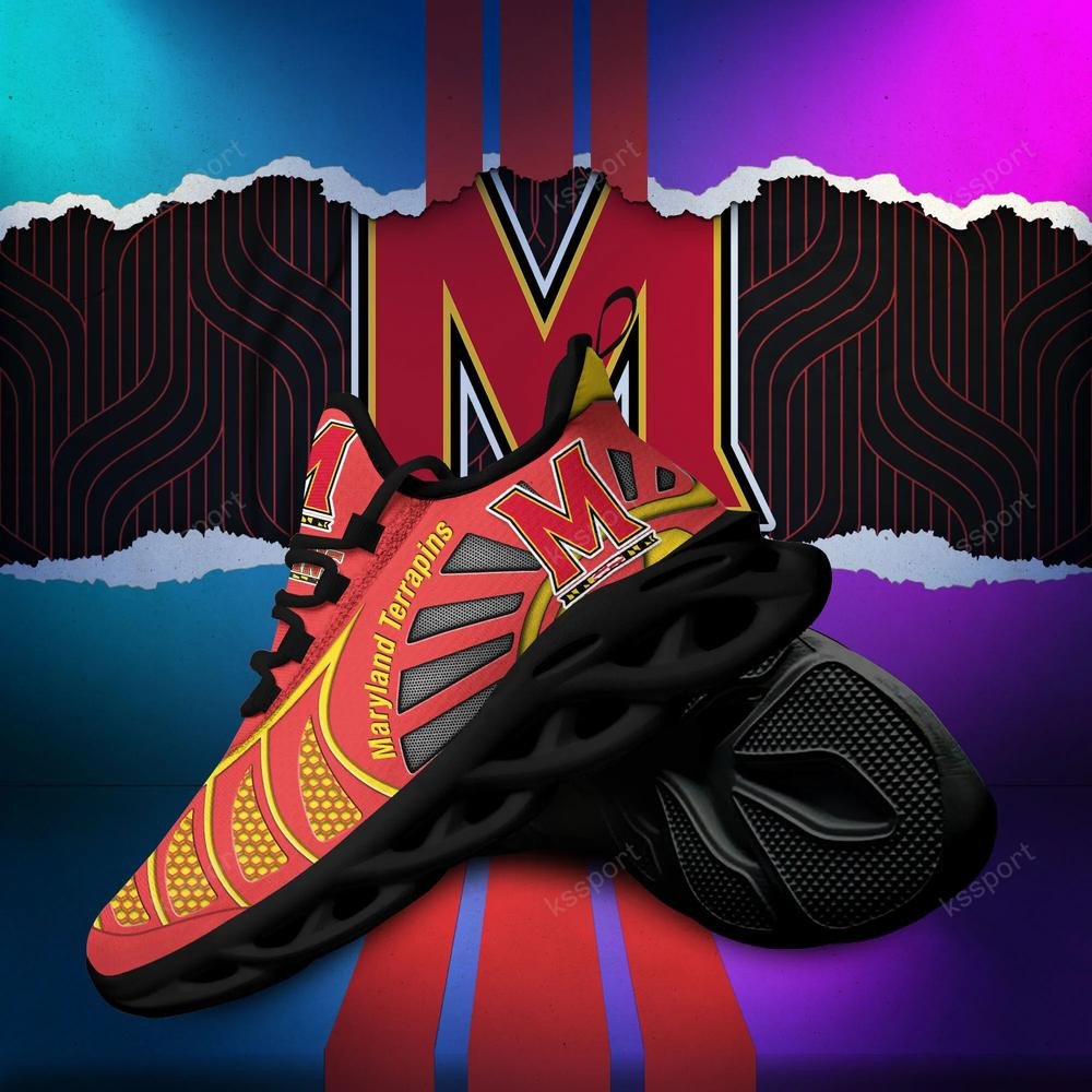 Maryland Terrapins Max Soul Clunky, Black And White Running Shoes - Famjoys Maryland Terrapins Max Soul Clunky, Black And White Running Shoes - Famjoys
