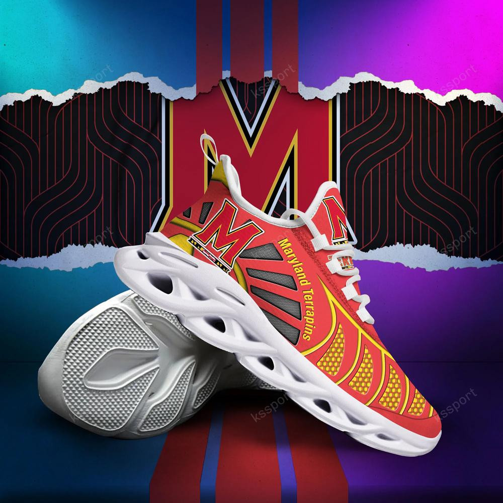 Maryland Terrapins Max Soul Clunky, Black And White Running Shoes - Famjoys Maryland Terrapins Max Soul Clunky, Black And White Running Shoes - Famjoys