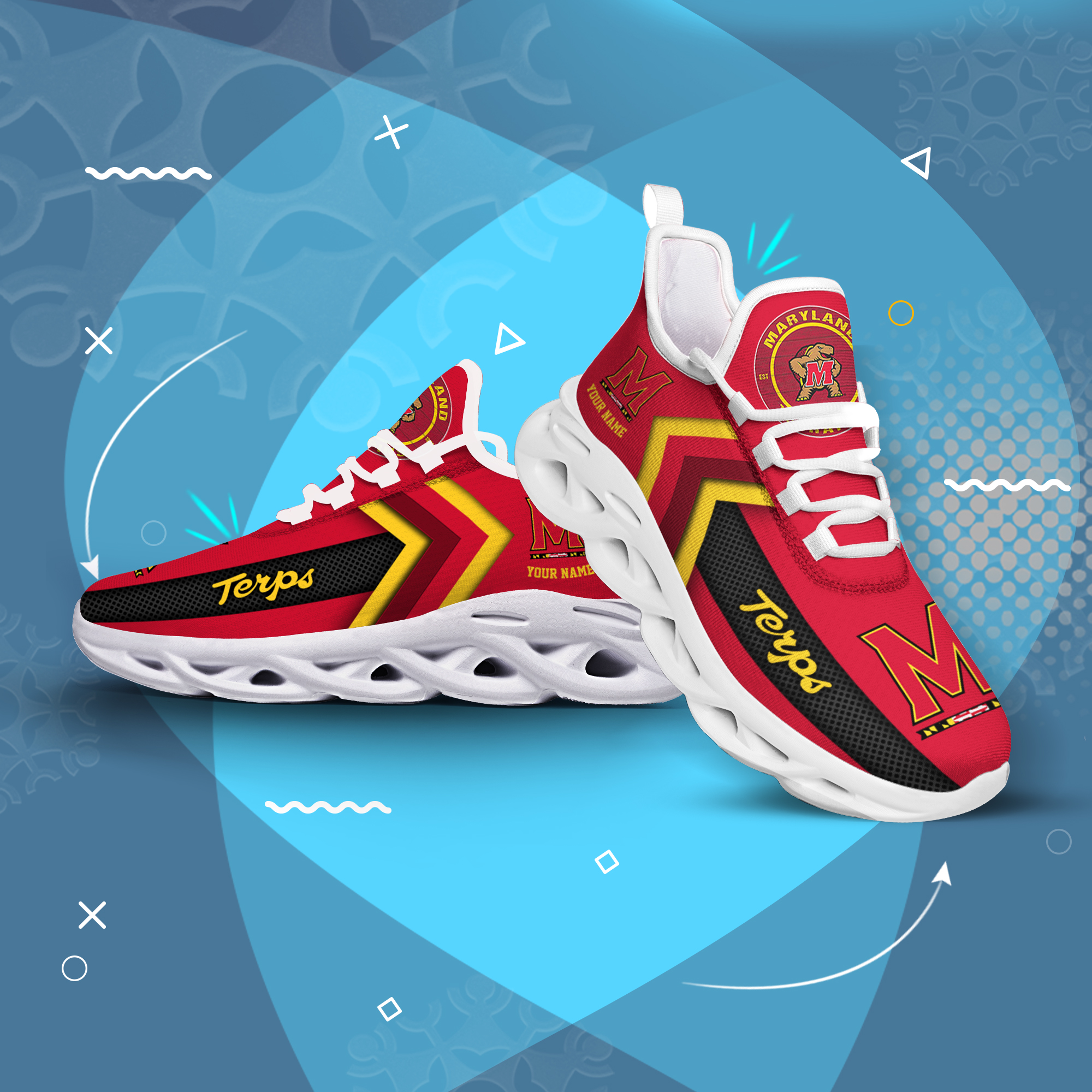 Maryland Terrapins Personalized Custom Name Max Soul Shoes DS003 - Famjoys Maryland Terrapins Personalized Custom Name Max Soul Shoes DS003 - Famjoys