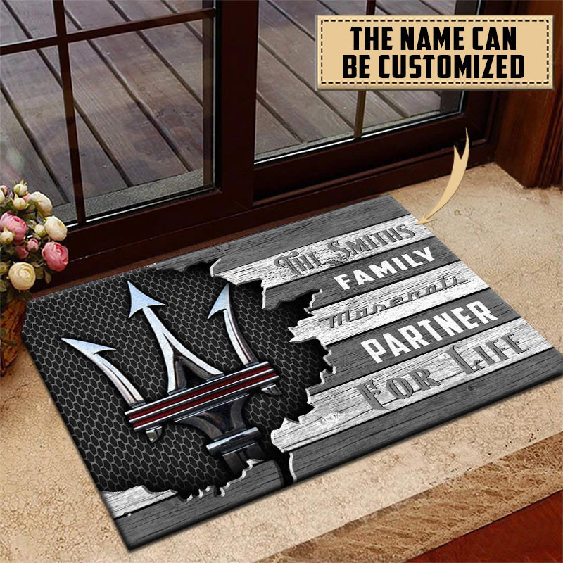 Maserati Doormat Custom Name, Multicolor - Famjoys Maserati Doormat Custom Name, Multicolor - Famjoys