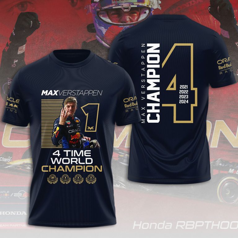 Max Verstappen 4Time World Champion Shirt - Famjoys Max Verstappen 4Time World Champion Shirt - Famjoys
