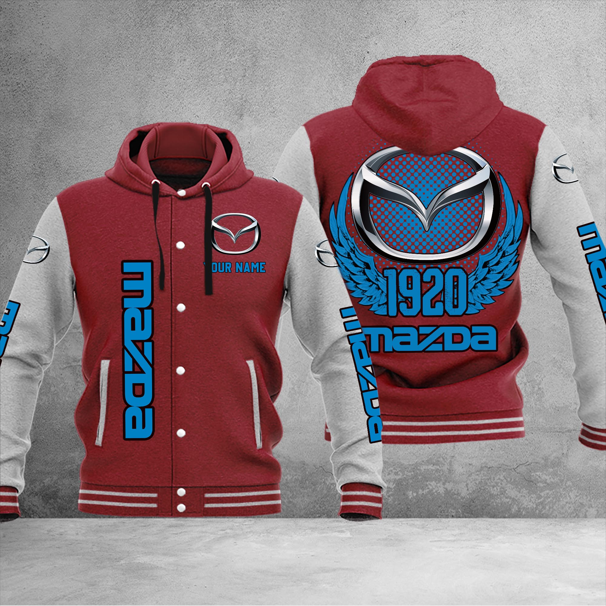 Mazda DMHJ1059 Baseball Jacket Multicolor - Famjoys Mazda DMHJ1059 Baseball Jacket Multicolor - Famjoys