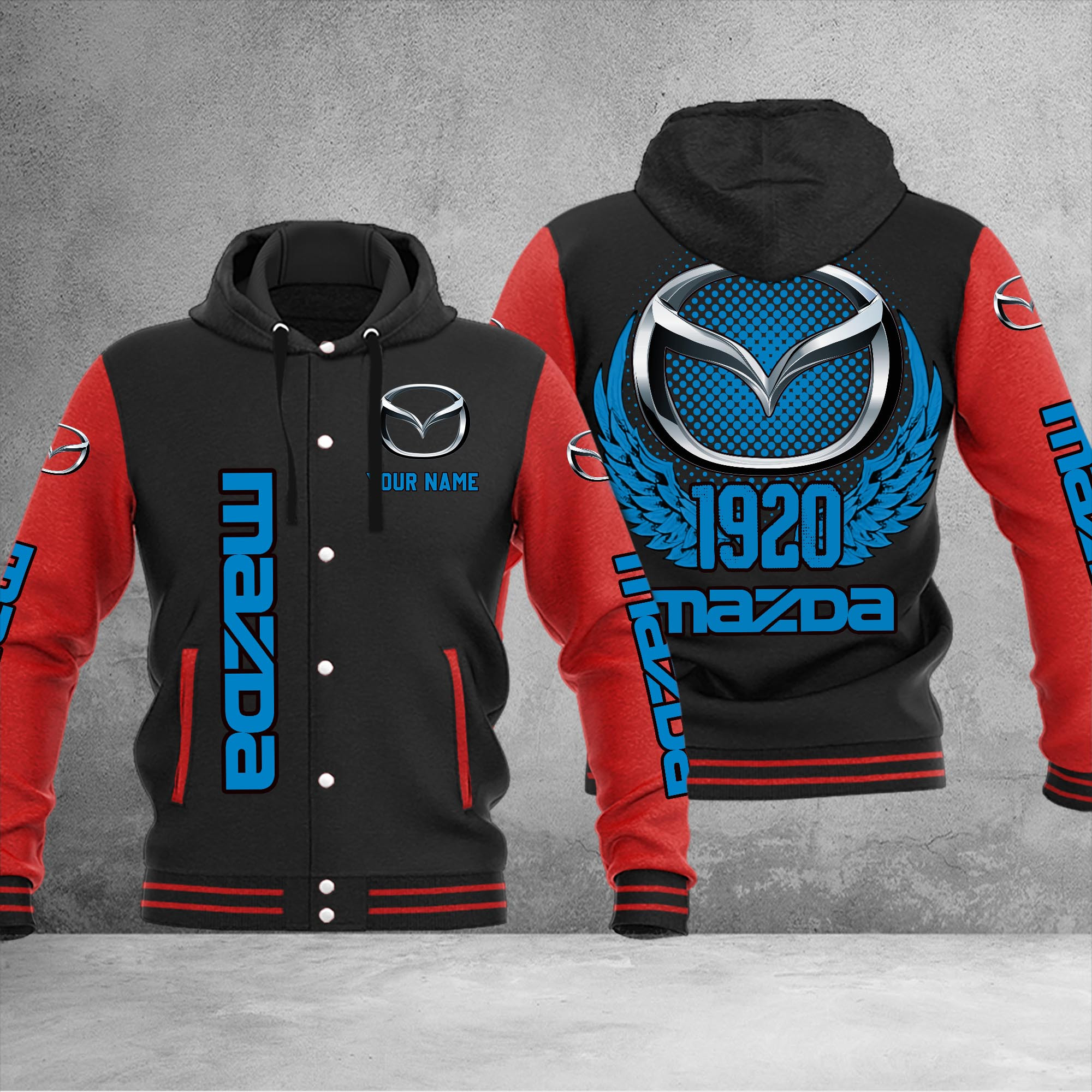 Mazda DMHJ1059 Baseball Jacket Multicolor - Famjoys Mazda DMHJ1059 Baseball Jacket Multicolor - Famjoys