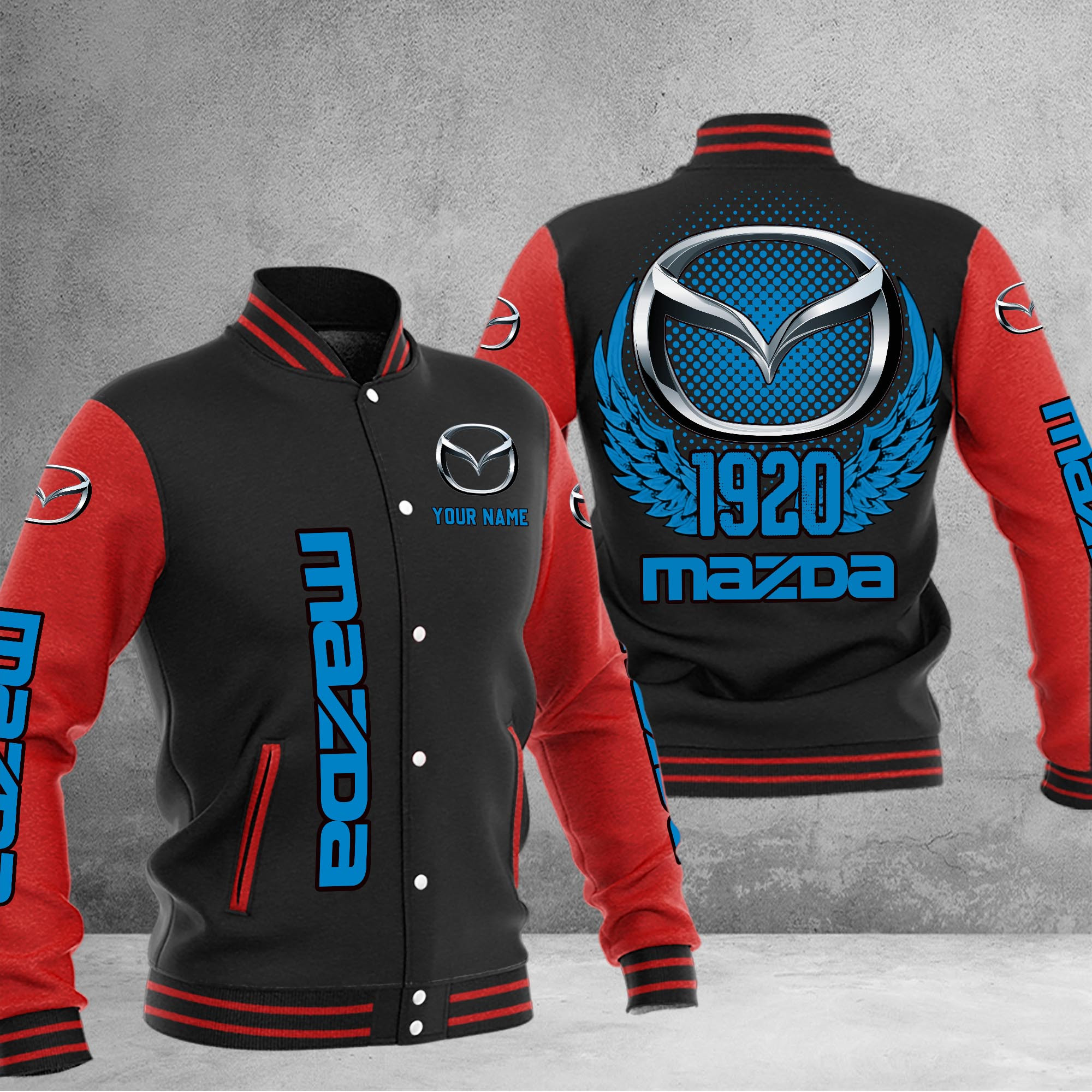 Mazda DMHJ1059 Baseball Jacket Multicolor - Famjoys Mazda DMHJ1059 Baseball Jacket Multicolor - Famjoys