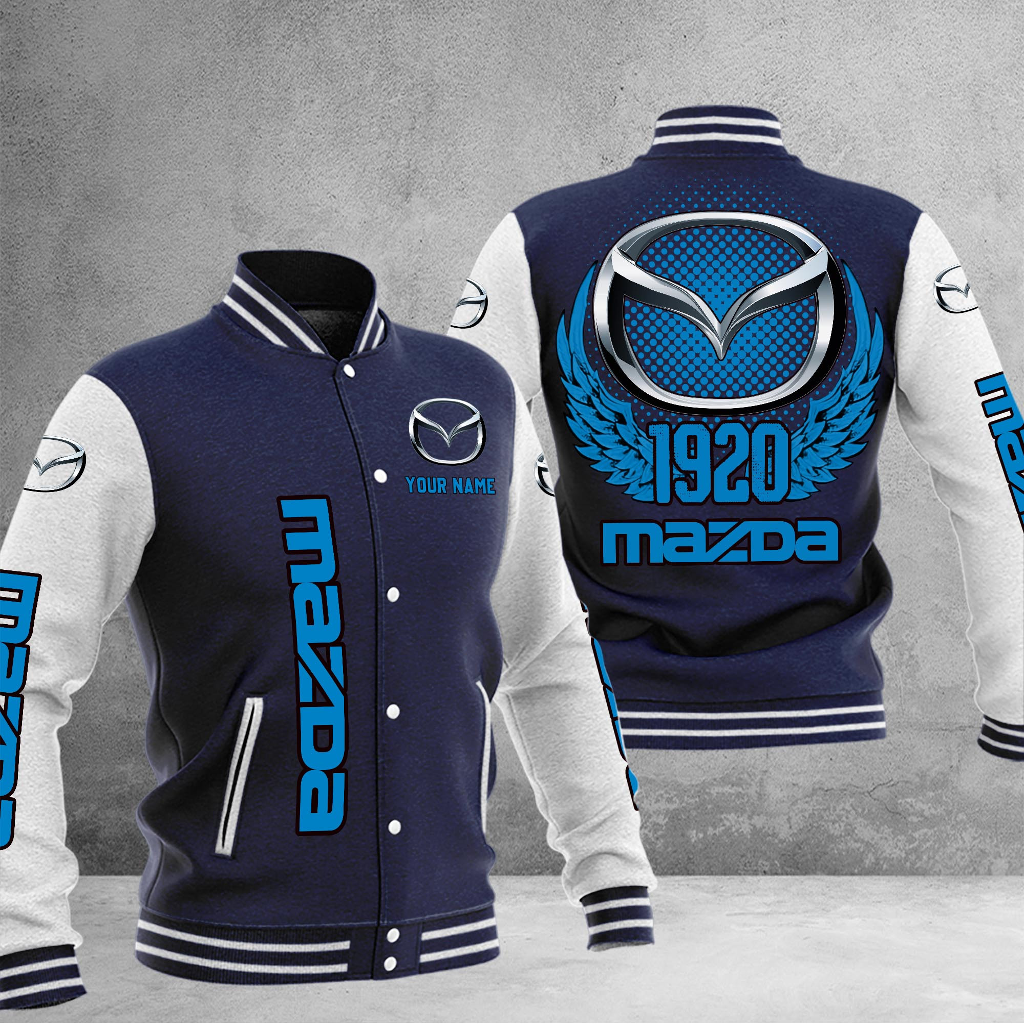 Mazda DMHJ1059 Baseball Jacket Multicolor - Famjoys Mazda DMHJ1059 Baseball Jacket Multicolor - Famjoys