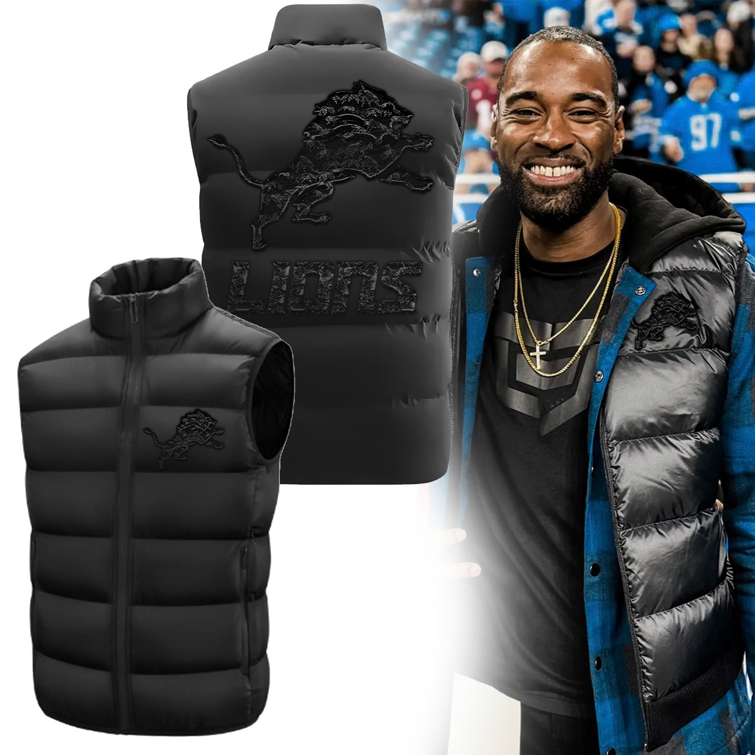 Megatron Detroit Lions Winter Vest - Famjoys Megatron Detroit Lions Winter Vest - Famjoys