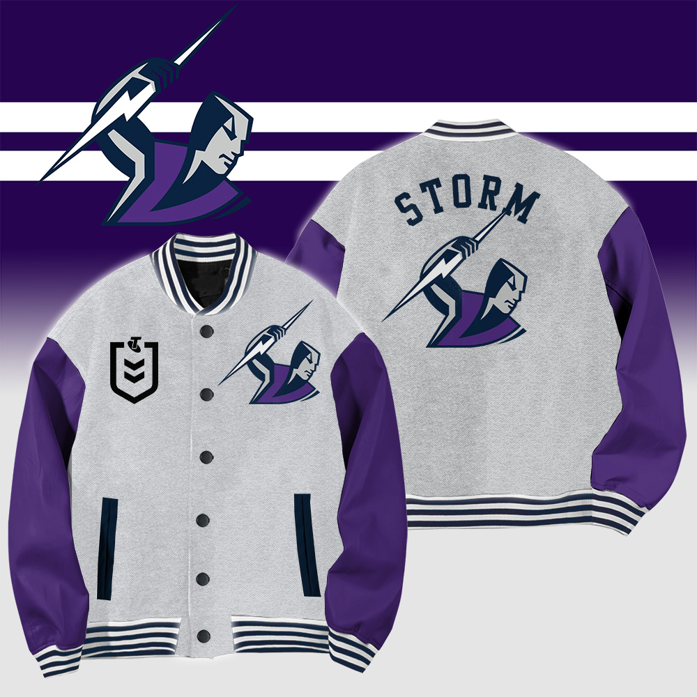 Melbourne Storm Baseball Jacket - Famjoys Melbourne Storm Baseball Jacket - Famjoys
