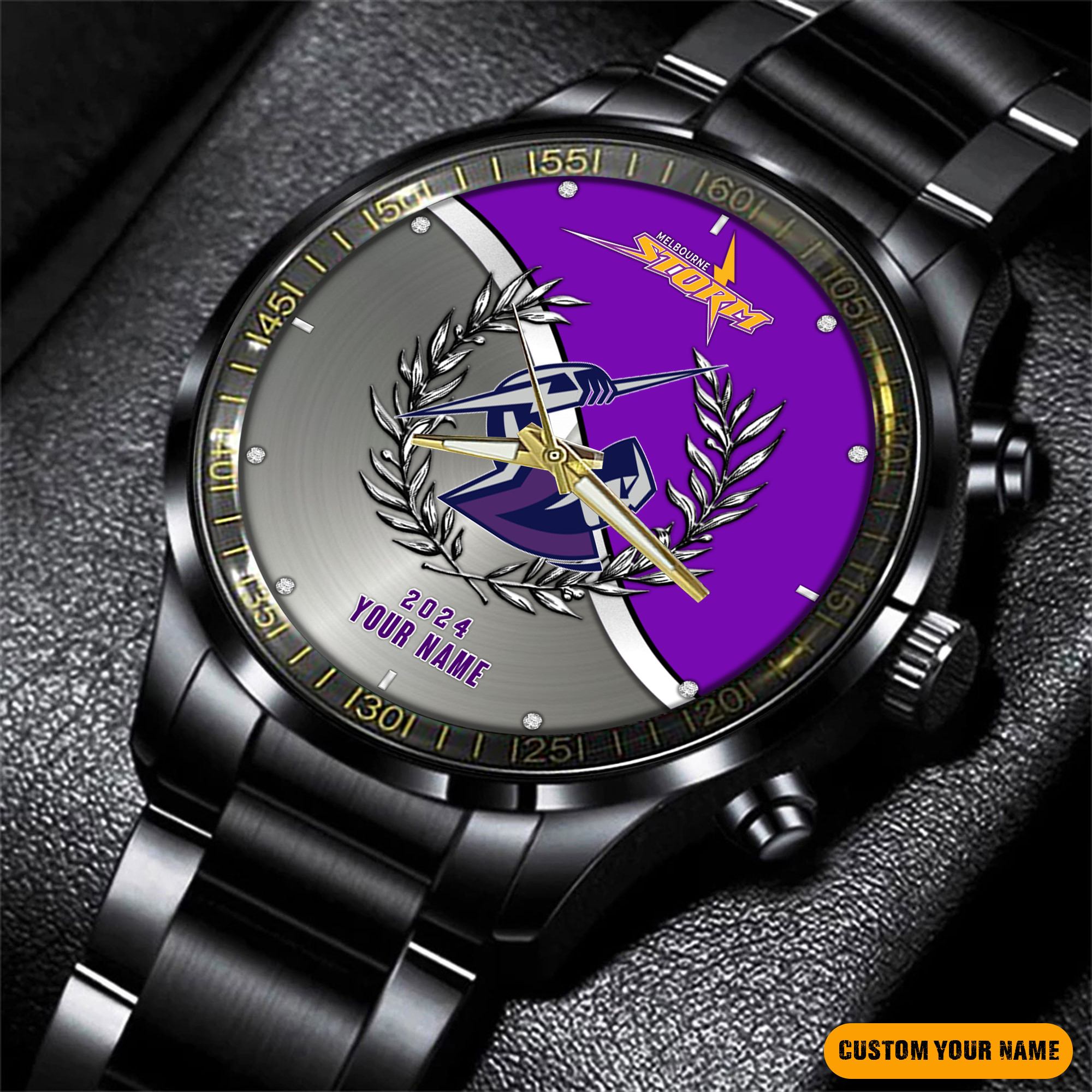 Melbourne Storm Black Fashion Watch Custom Your Name V1 - Famjoys Melbourne Storm Black Fashion Watch Custom Your Name V1 - Famjoys