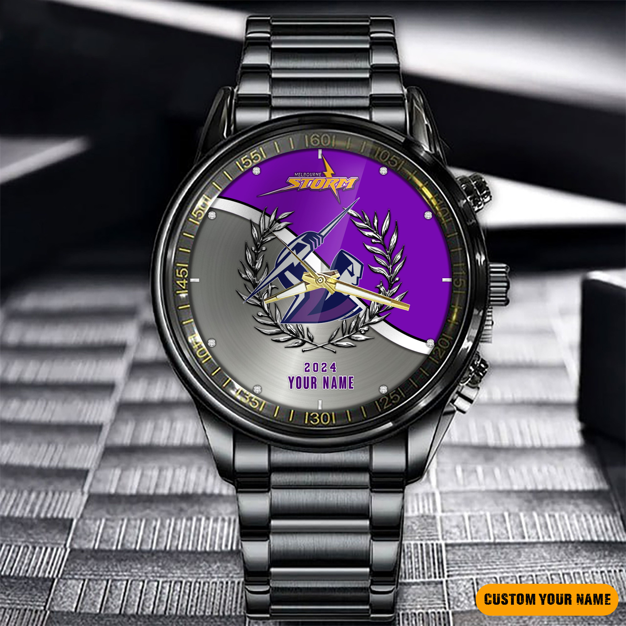 Melbourne Storm Black Fashion Watch Custom Your Name V1 - Famjoys Melbourne Storm Black Fashion Watch Custom Your Name V1 - Famjoys