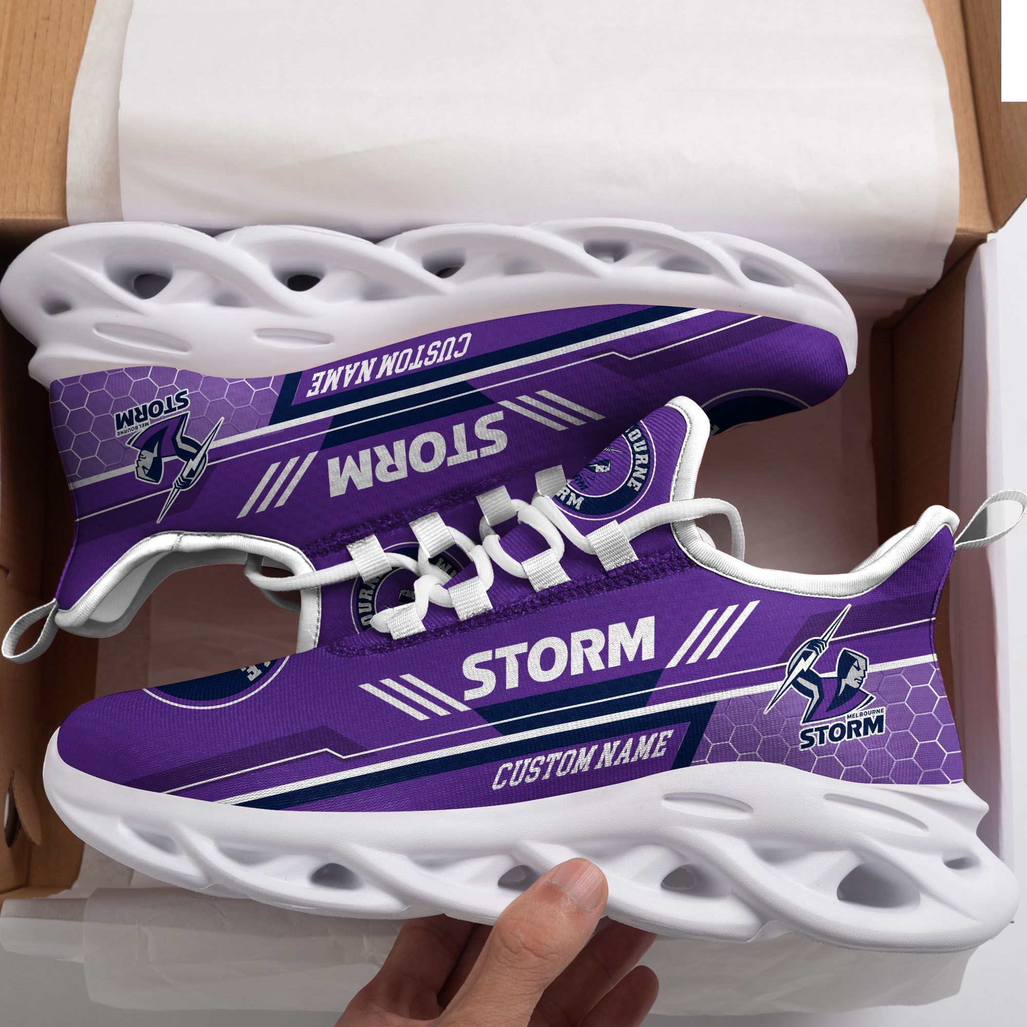 Melbourne Storm Custom Personalized Max Soul Sneakers Shoes - Famjoys Melbourne Storm Custom Personalized Max Soul Sneakers Shoes - Famjoys