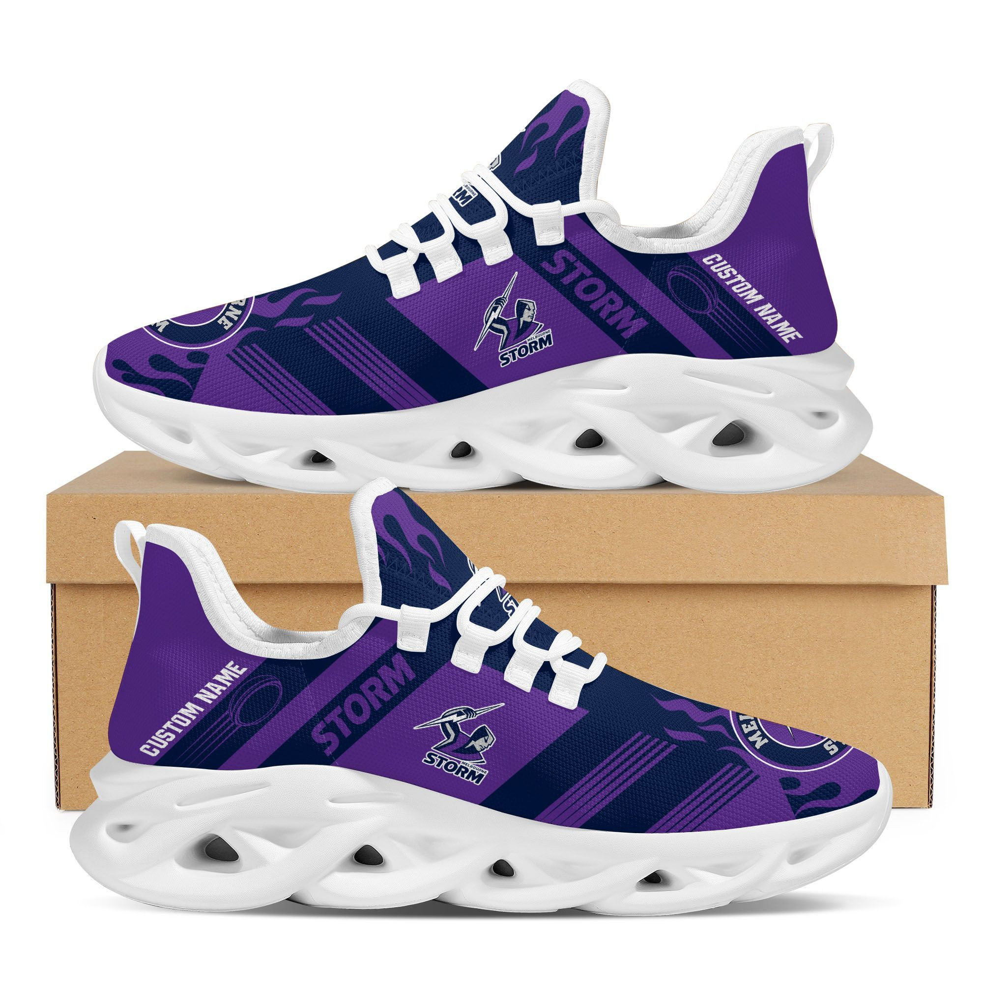 Melbourne Storm Custom Personalized Max Soul Sneakers Shoes - Famjoys Melbourne Storm Custom Personalized Max Soul Sneakers Shoes - Famjoys