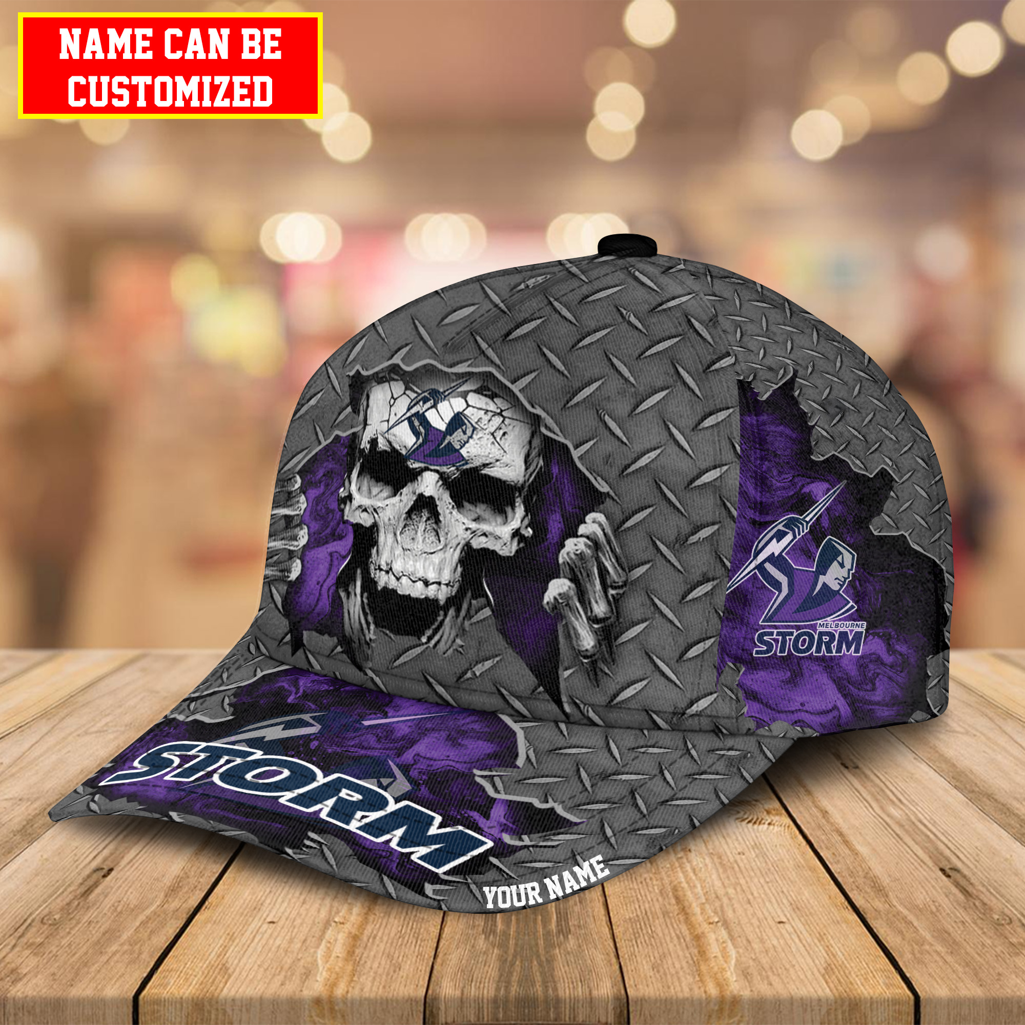 Melbourne Storm- Custom Skull 3D CAP - Famjoys Melbourne Storm- Custom Skull 3D CAP - Famjoys