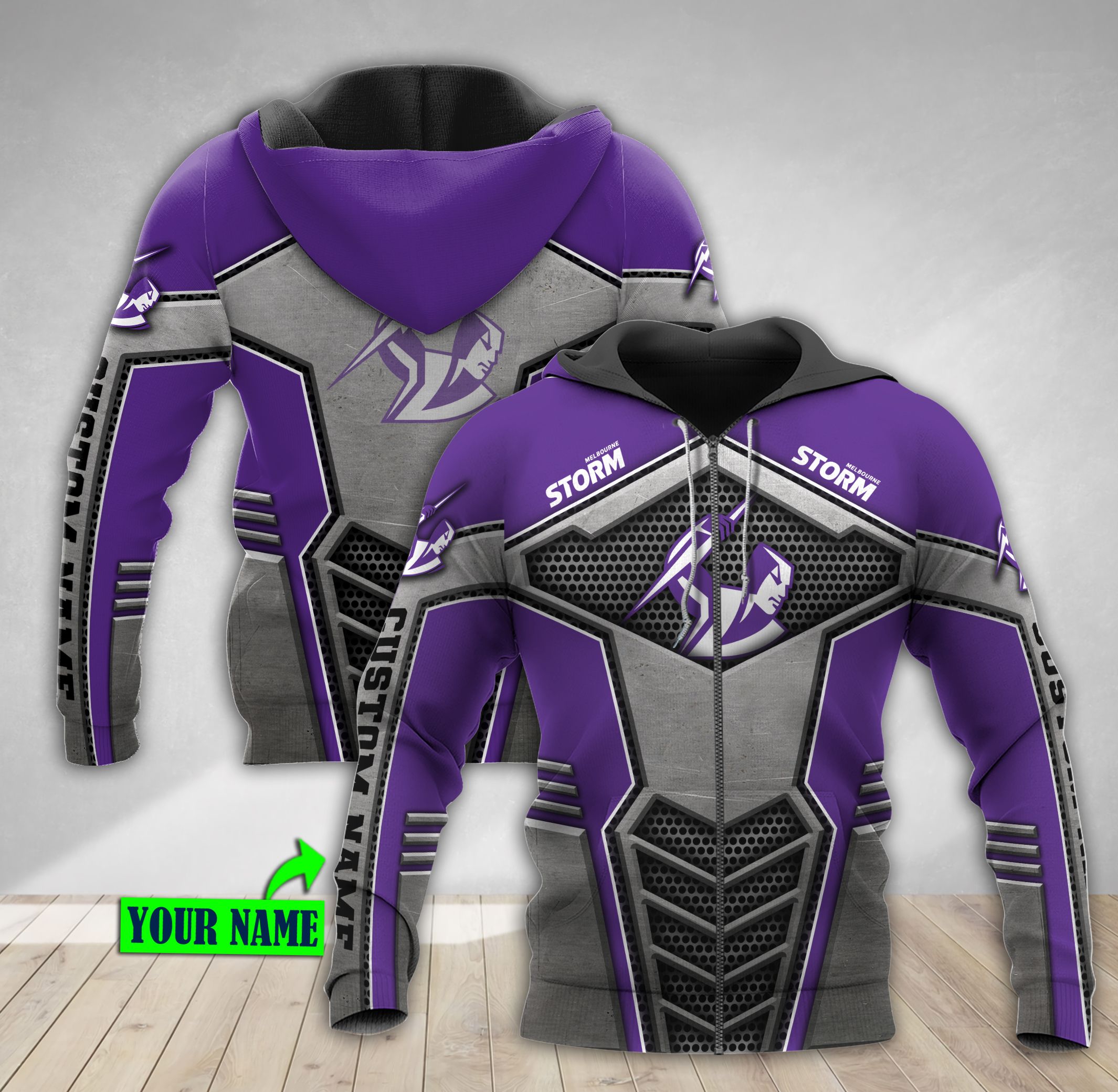 Melbourne Storm Nrl Metal Custom 3D All Over Print Hoodie - Famjoys Melbourne Storm Nrl Metal Custom 3D All Over Print Hoodie - Famjoys