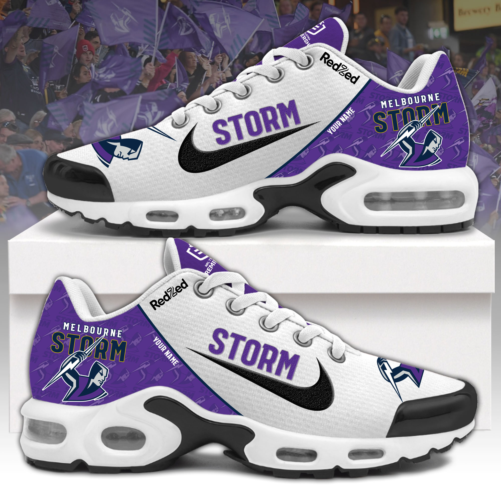 Melbourne Storm Personalized Air Max Plus Sneakers MSNQ3 - Famjoys Melbourne Storm Personalized Air Max Plus Sneakers MSNQ3 - Famjoys