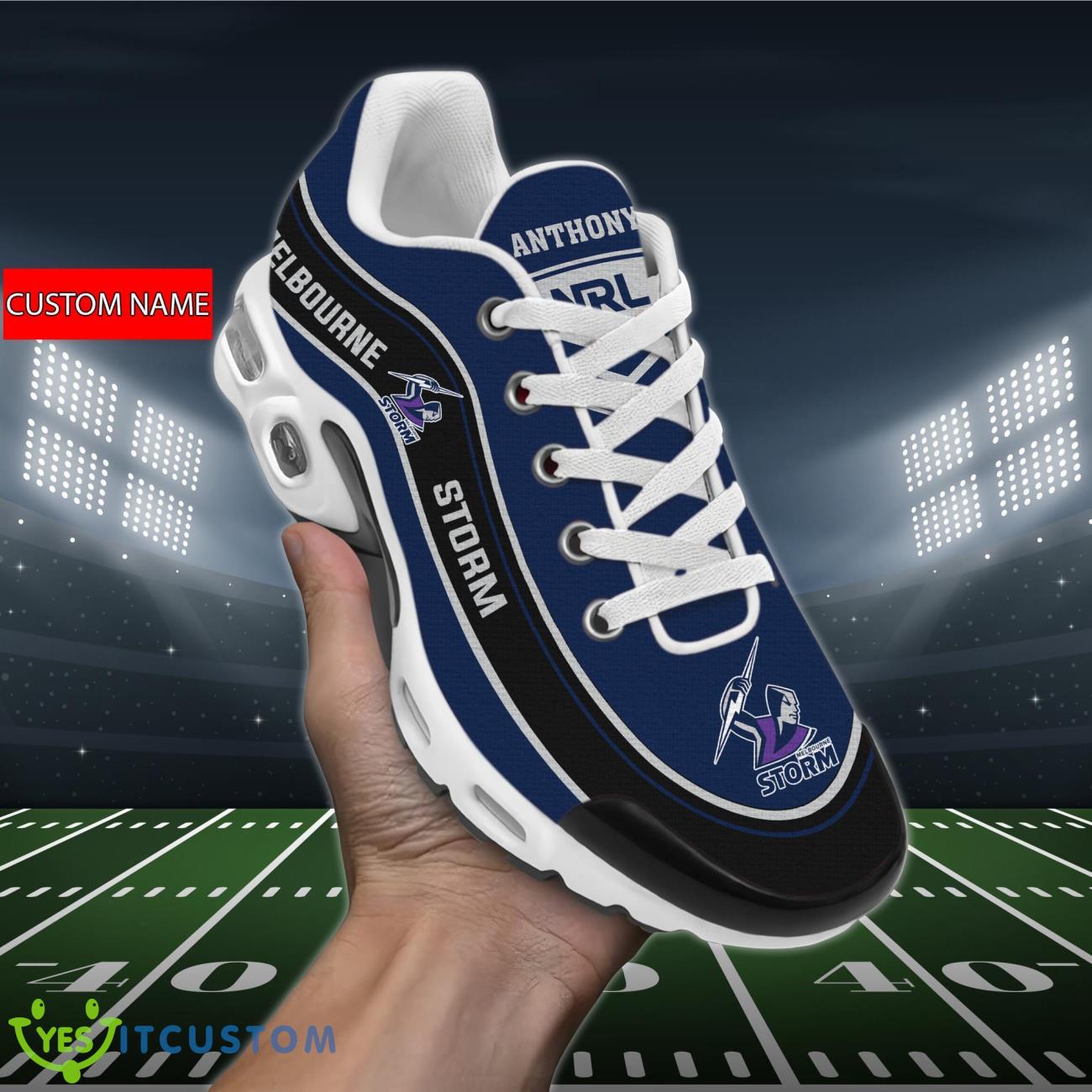 Melbourne Storm Personalized Name Air Cushion Sports Shoes Sneaker KLTNS220343 - Famjoys Melbourne Storm Personalized Name Air Cushion Sports Shoes Sneaker KLTNS220343 - Famjoys