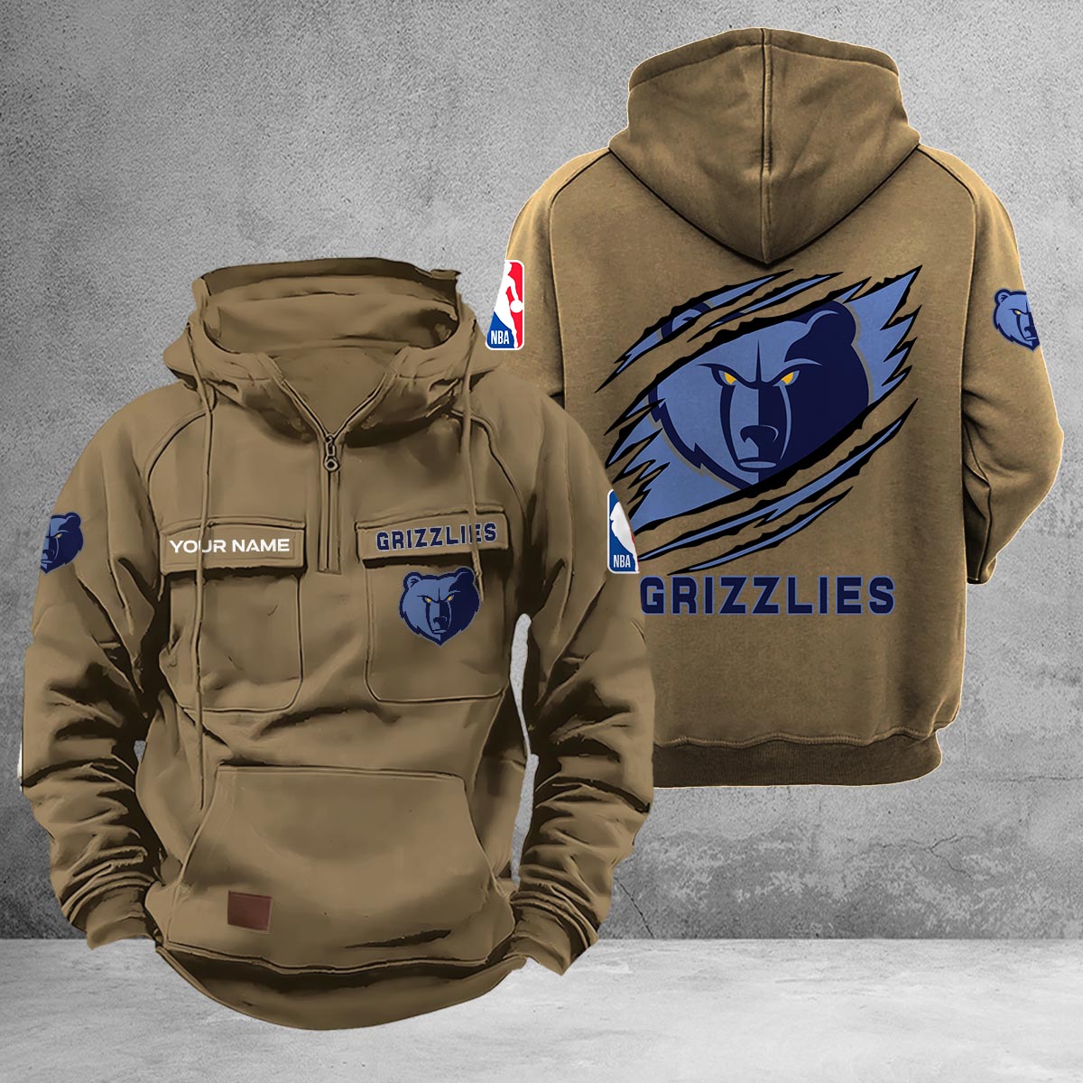 Memphis Grizzlies Multi-Pockets Zip-Up Hoodie - Famjoys Memphis Grizzlies Multi-Pockets Zip-Up Hoodie - Famjoys