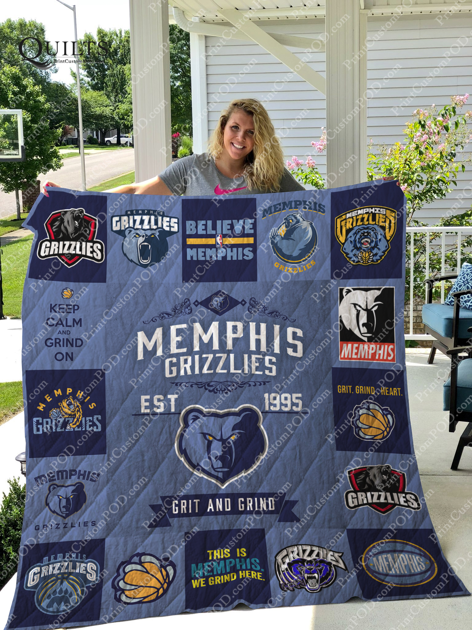 Memphis Grizzlies Quilt Blanket 01 - Famjoys Memphis Grizzlies Quilt Blanket 01 - Famjoys
