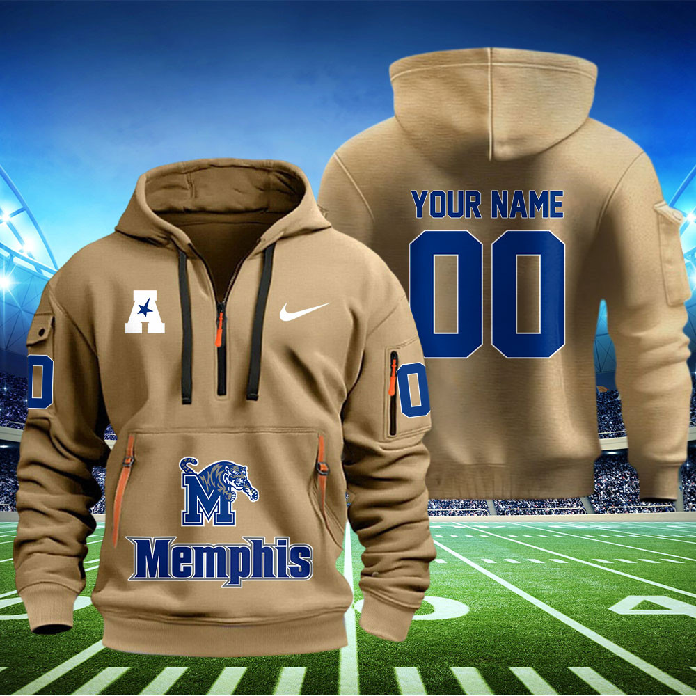 Memphis Tigers Football Quarter Zip Hoodie - Famjoys Memphis Tigers Football Quarter Zip Hoodie - Famjoys