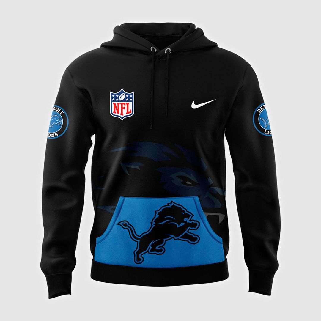 Men's Black Detroit Lions Alternate Helmet Pullover Hoodie - Famjoys Men's Black Detroit Lions Alternate Helmet Pullover Hoodie - Famjoys