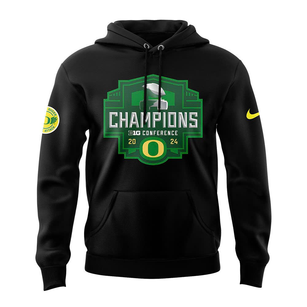 Men's Black Oregon Ducks 2024 Big Ten Football Conference Champions Hoodie - Famjoys Men's Black Oregon Ducks 2024 Big Ten Football Conference Champions Hoodie - Famjoys