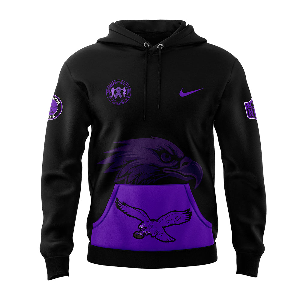 Men's Black Philadelphia Eagles 2024 Domestic Violence Awareness Month Hoodie - Famjoys Men's Black Philadelphia Eagles 2024 Domestic Violence Awareness Month Hoodie - Famjoys