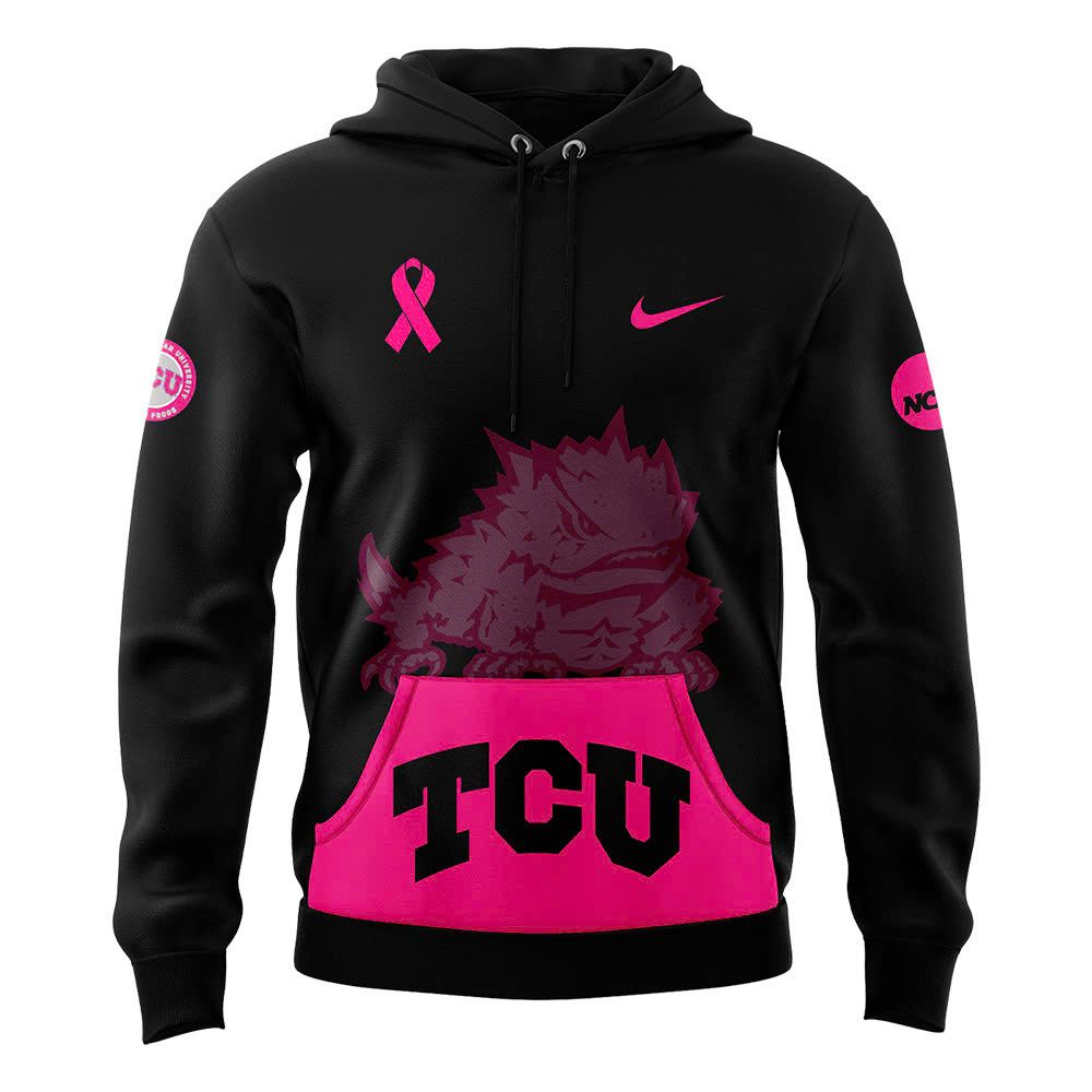 Men's Black TCU football 'Stomp Out Cancer' 2024 Hoodie - Famjoys Men's Black TCU football 'Stomp Out Cancer' 2024 Hoodie - Famjoys