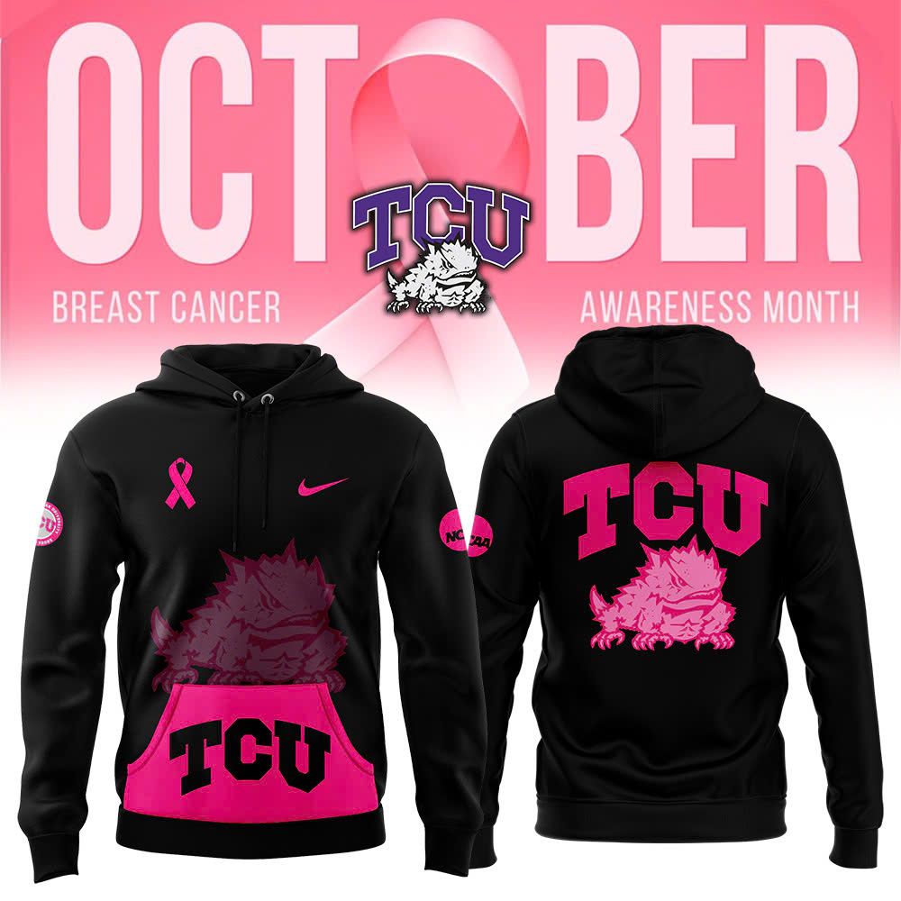 Men's Black TCU football 'Stomp Out Cancer' 2024 Hoodie - Famjoys Men's Black TCU football 'Stomp Out Cancer' 2024 Hoodie - Famjoys