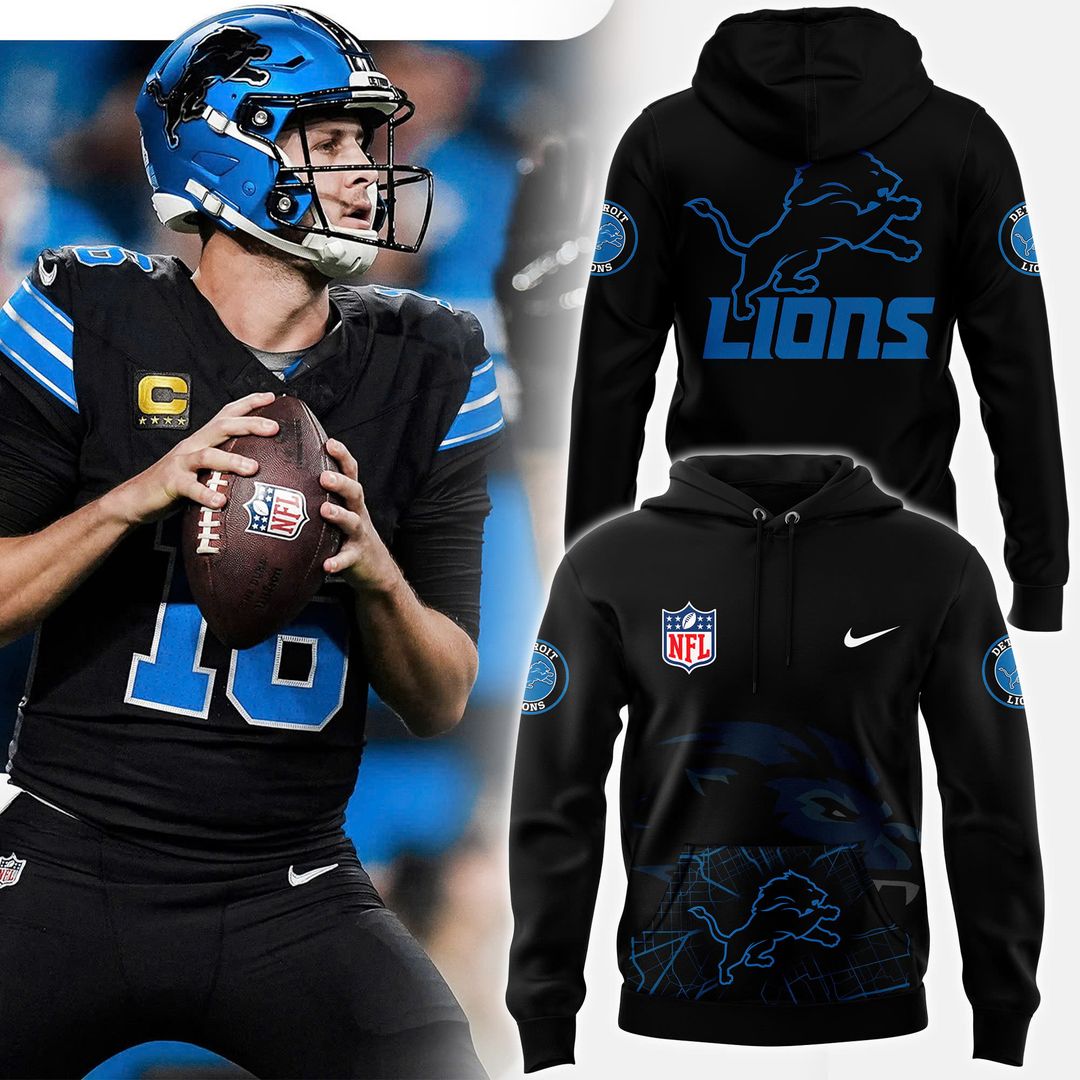 Men's Full Black Detroit Lions Alternate Helmet Pullover Hoodie - Famjoys Men's Full Black Detroit Lions Alternate Helmet Pullover Hoodie - Famjoys