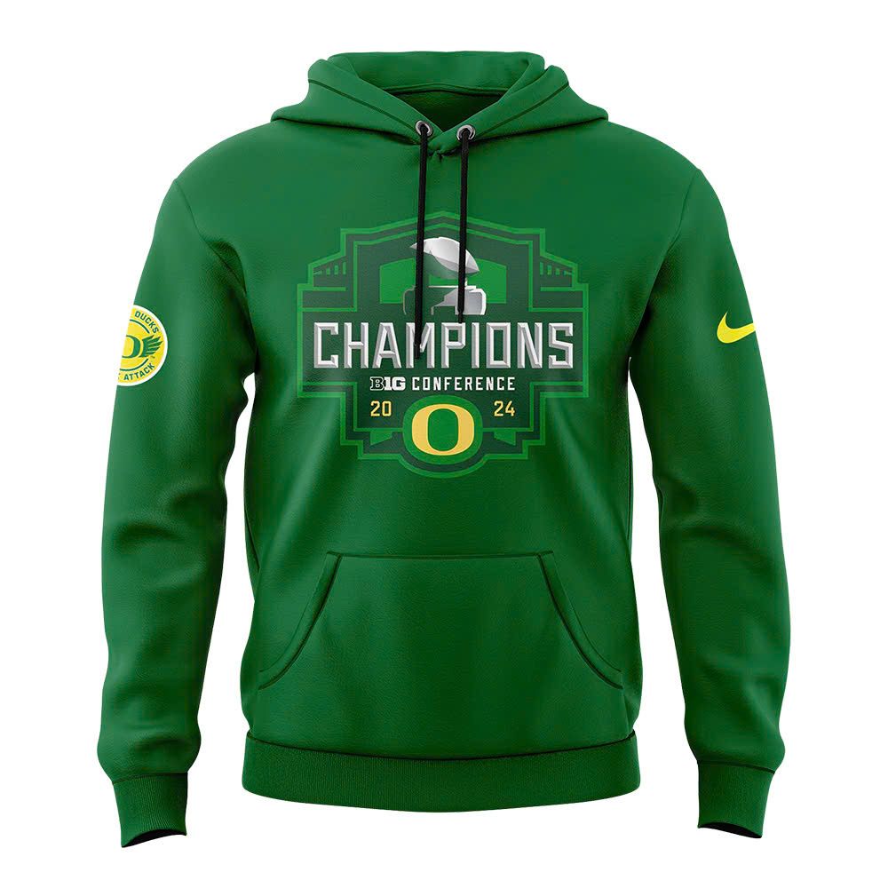 Men's Green Oregon Ducks 2024 Big Ten Football Conference Champions Hoodie - Famjoys Men's Green Oregon Ducks 2024 Big Ten Football Conference Champions Hoodie - Famjoys