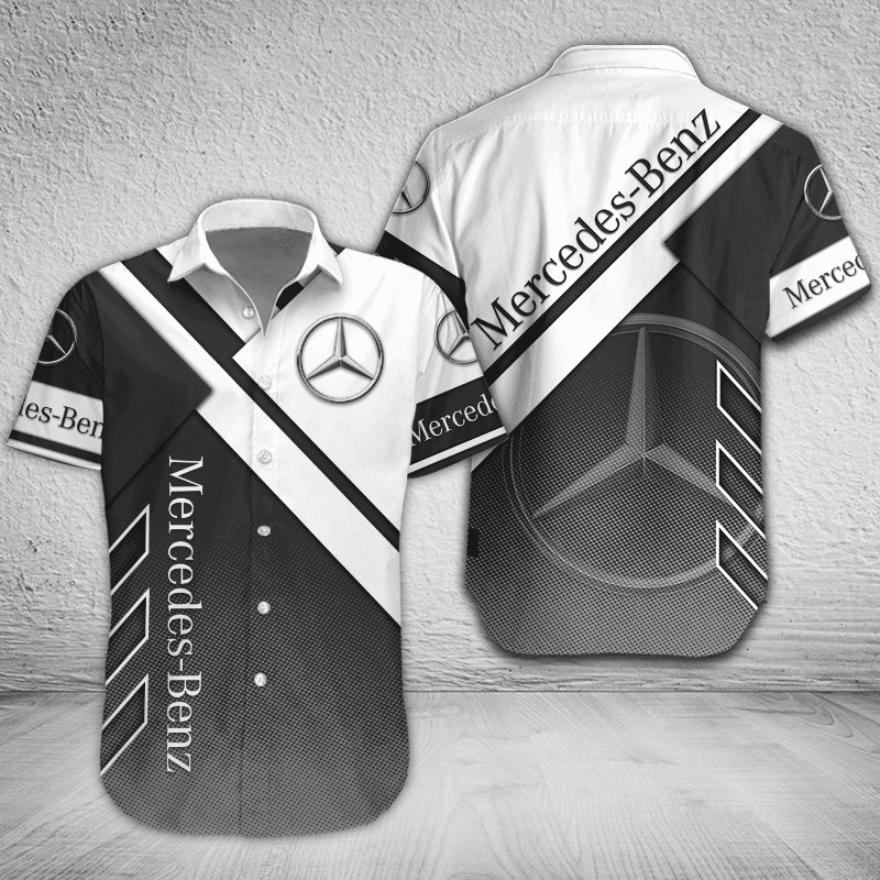 Mercedes-Benz Button Shirt Custom Name, Multicolor - Famjoys Mercedes-Benz Button Shirt Custom Name, Multicolor - Famjoys
