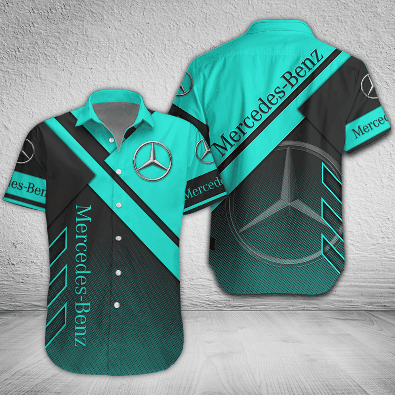 Mercedes-Benz Button Shirt Custom Name, Multicolor - Famjoys Mercedes-Benz Button Shirt Custom Name, Multicolor - Famjoys