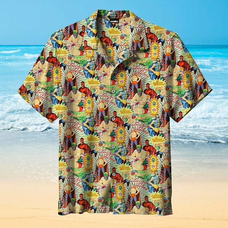 Mexican Wrestling | Short-sleeved Unisex Hawaiian Shirt - Famjoys Mexican Wrestling | Short-sleeved Unisex Hawaiian Shirt - Famjoys