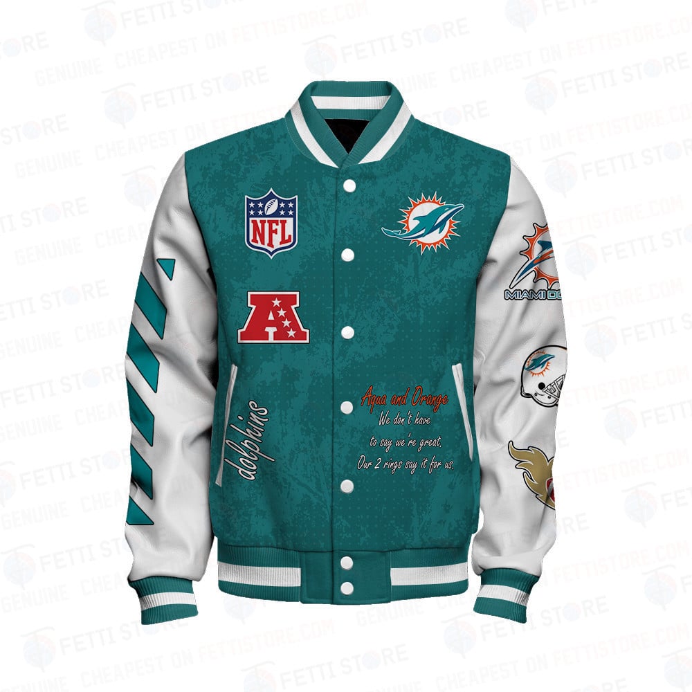 Miami Dolphins 2X Champions Print Varsity Jacket SFAT V9 - Famjoys Miami Dolphins 2X Champions Print Varsity Jacket SFAT V9 - Famjoys