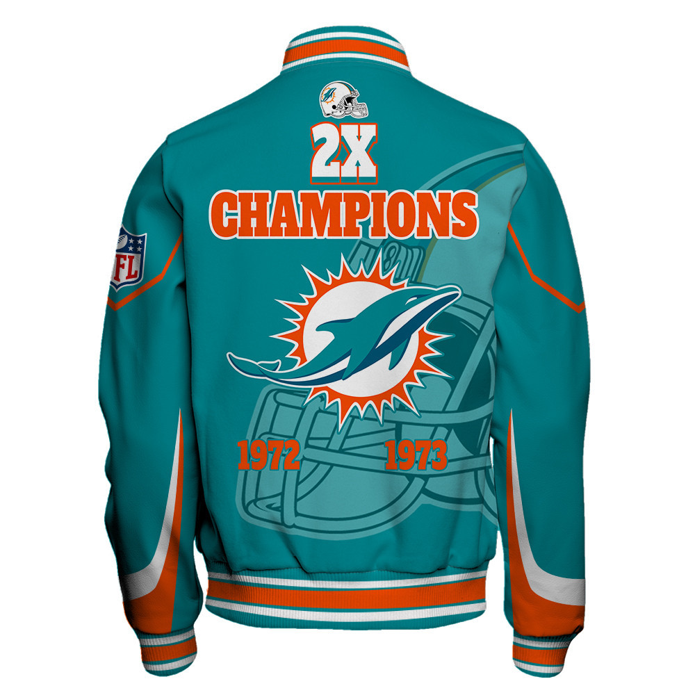 Miami Dolphins 2X Super Bowl Champions Varsity Jacket - Famjoys Miami Dolphins 2X Super Bowl Champions Varsity Jacket - Famjoys